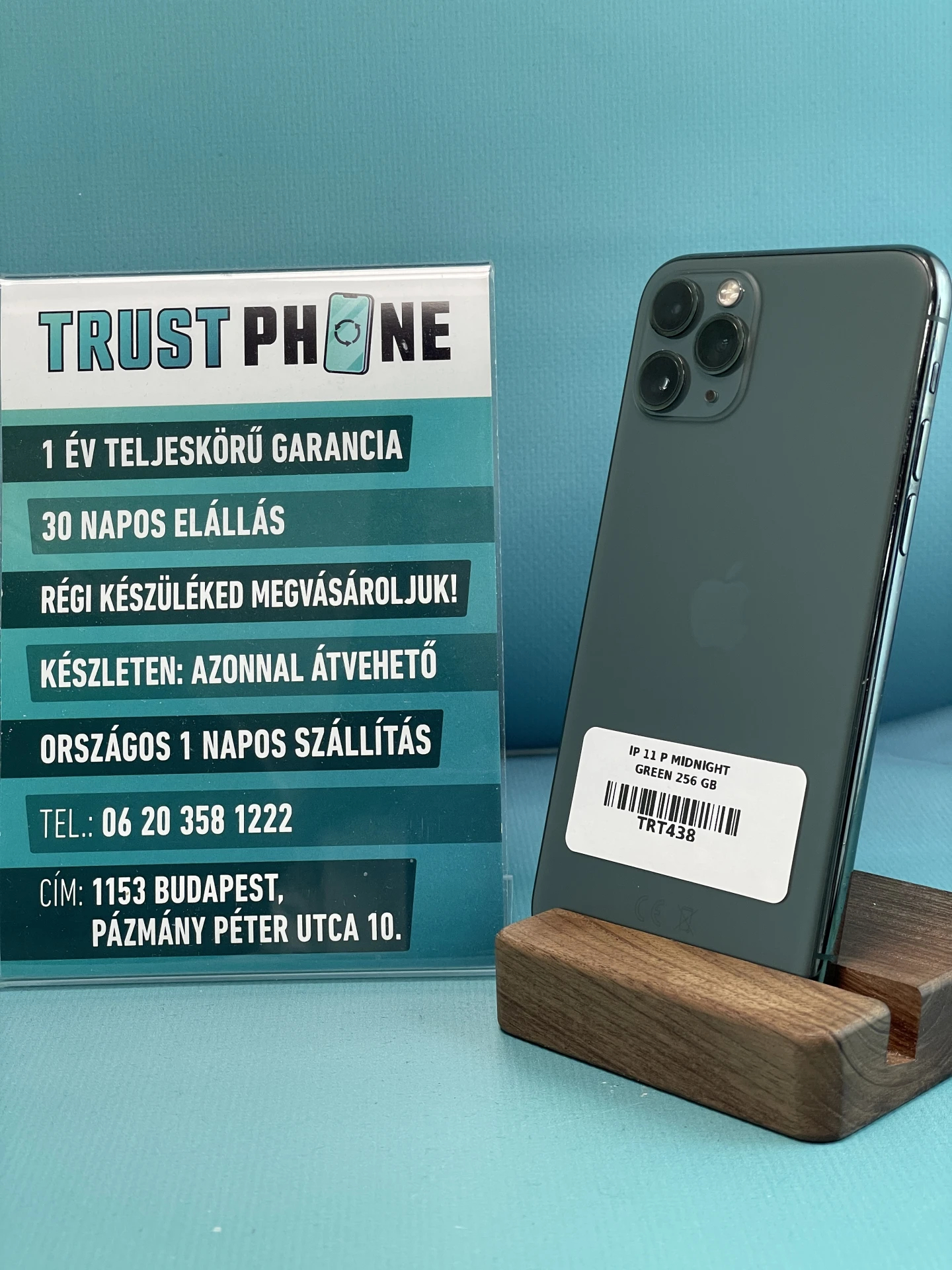 !! 1 ÉV GARANCIA !! iPhone 11 Pro Midnight Green 256 GB – TRT438 – 100% AKKU