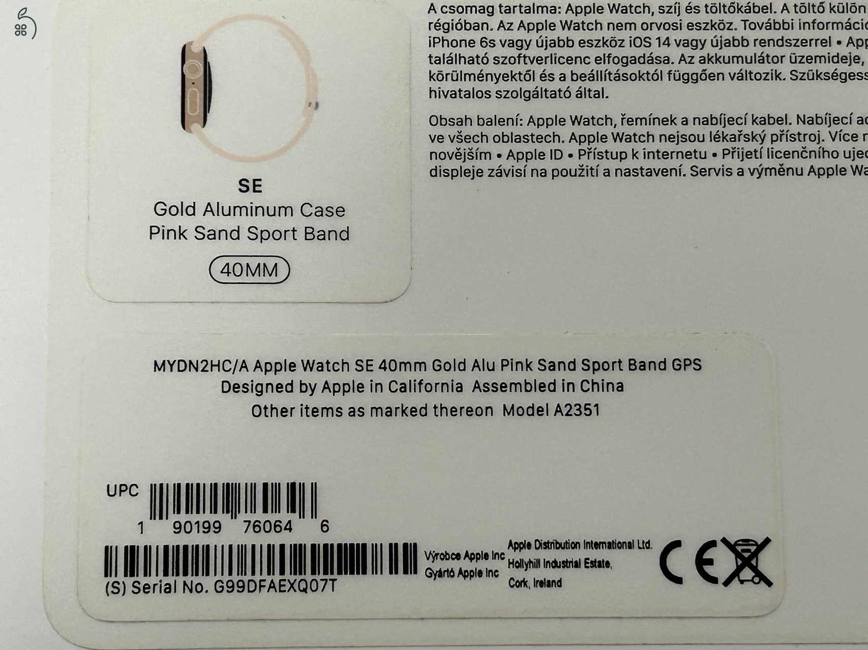 Apple Watch SE 40 mm Gold