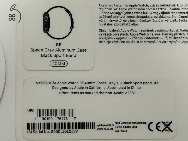 Apple Watch SE 40 mm Space Gray