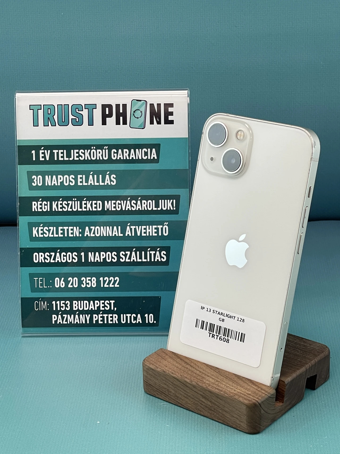 !! 1 ÉV GARANCIA !! iPhone 13 Starlight 128 GB – TRT608 – 100% AKKU