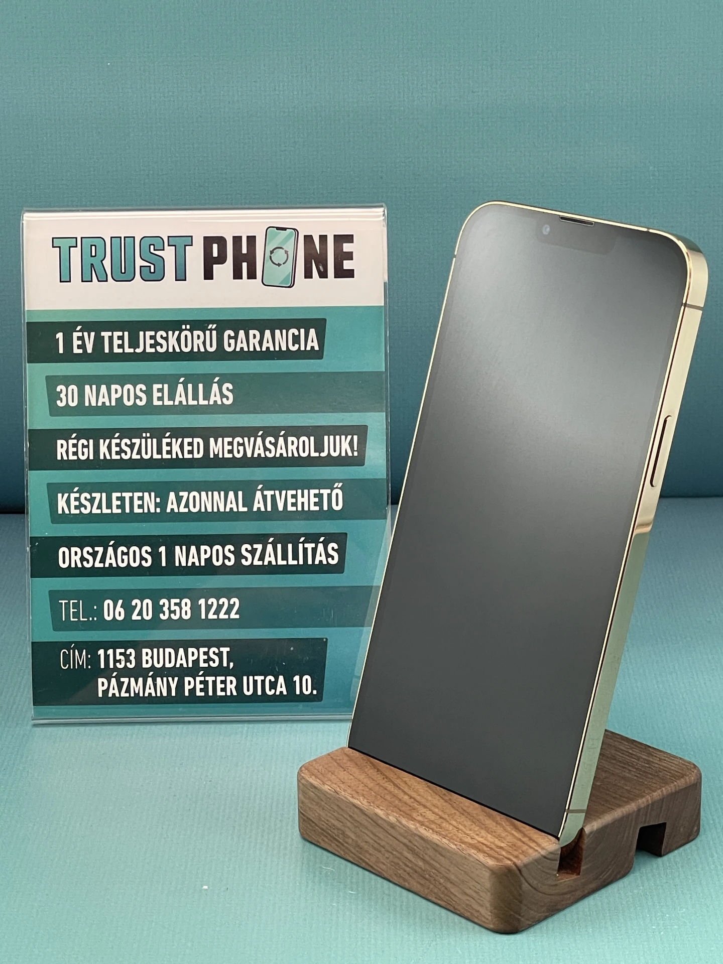 !! 1 ÉV GARANCIA !! iPhone 13 Pro Max Gold 256 GB – TRT667 – 100% AKKU