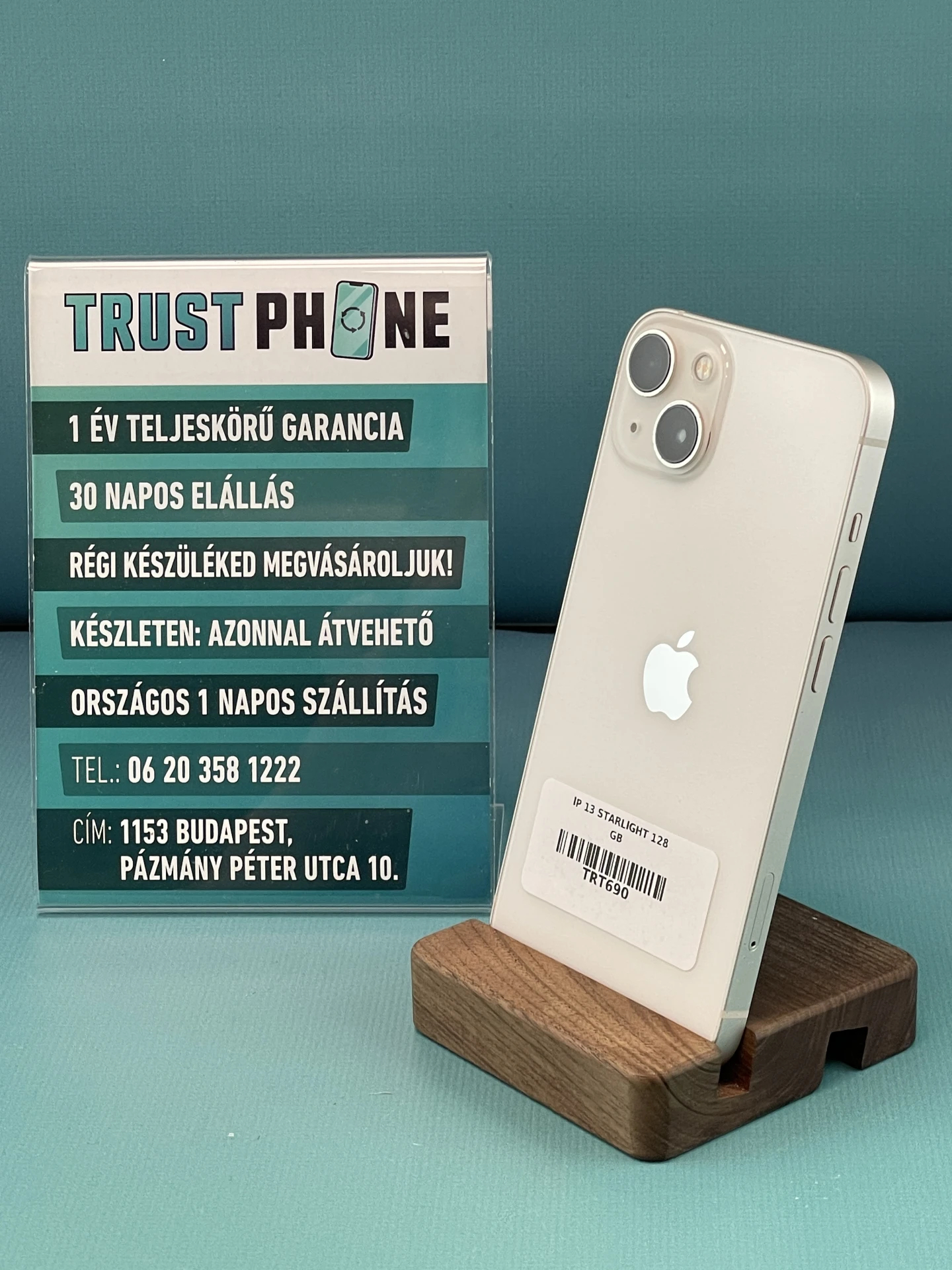 !! 1 ÉV GARANCIA !! iPhone 13 Starlight 128 GB – TRT690 – 100% AKKU