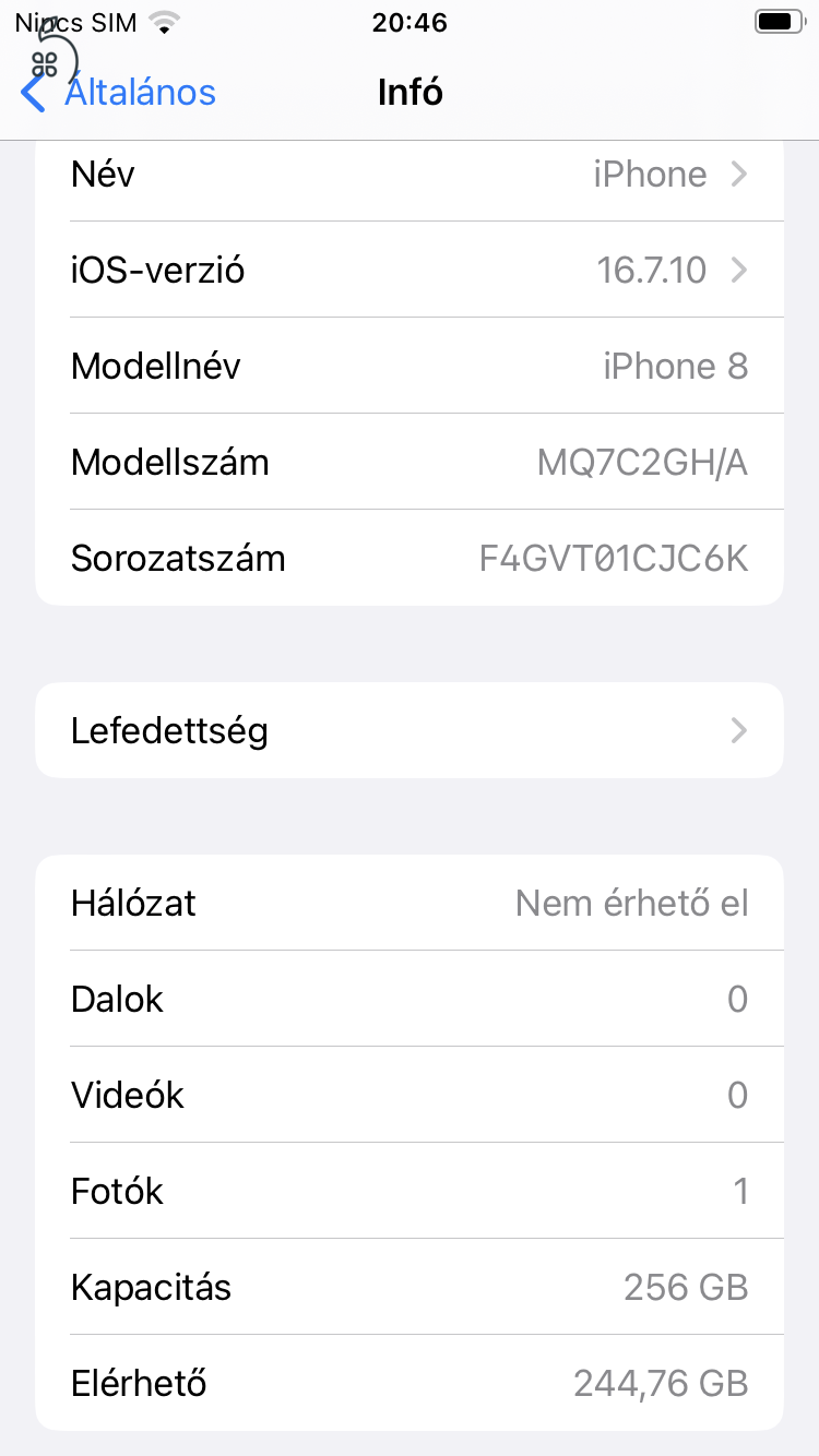 iPhone 8  256 GB független fekete