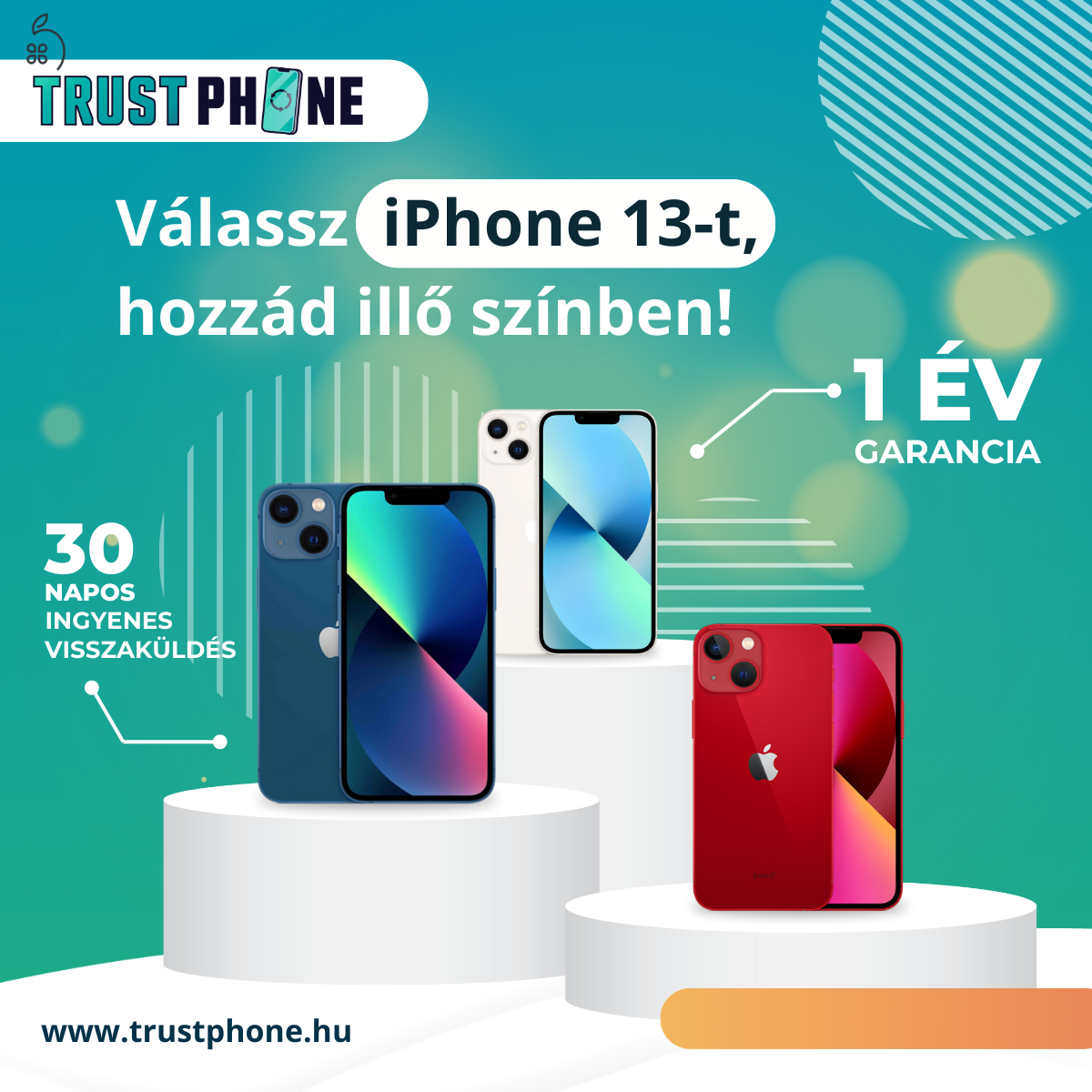 ! AKCIÓ ! Iphone 13 128GB és 256GB Minden színben. AKKU 90% - 100% KÖZÖTT. WWW.TRUSTPHONE.HU