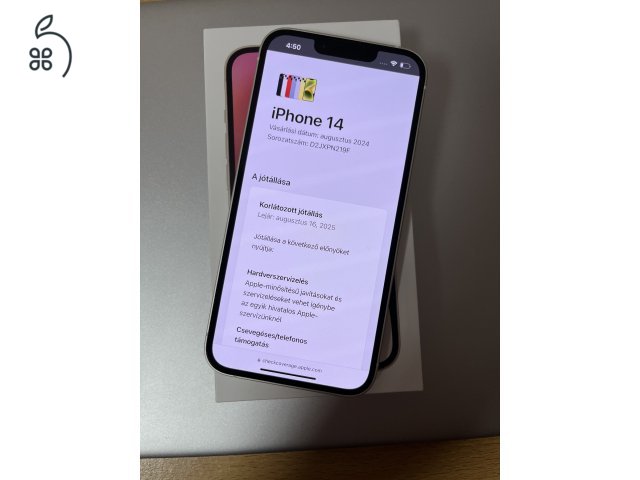 iPhone 14 128GB Makulátlan! Apple garancia: 2025.08.16.-ig! 
