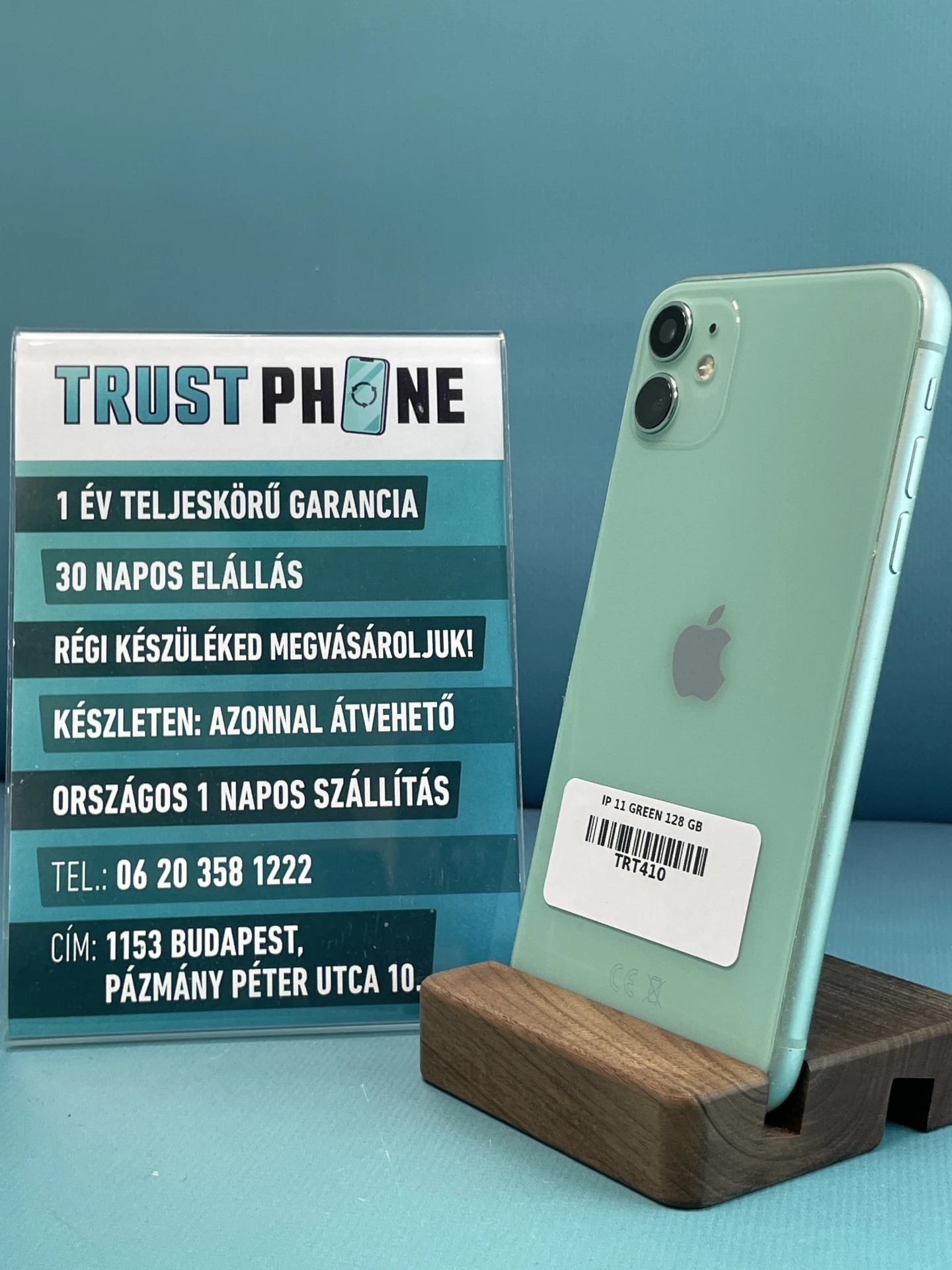 !! 1 ÉV GARANCIA !! iPhone 11 Green 128 GB – TRT410 – 100% AKKU