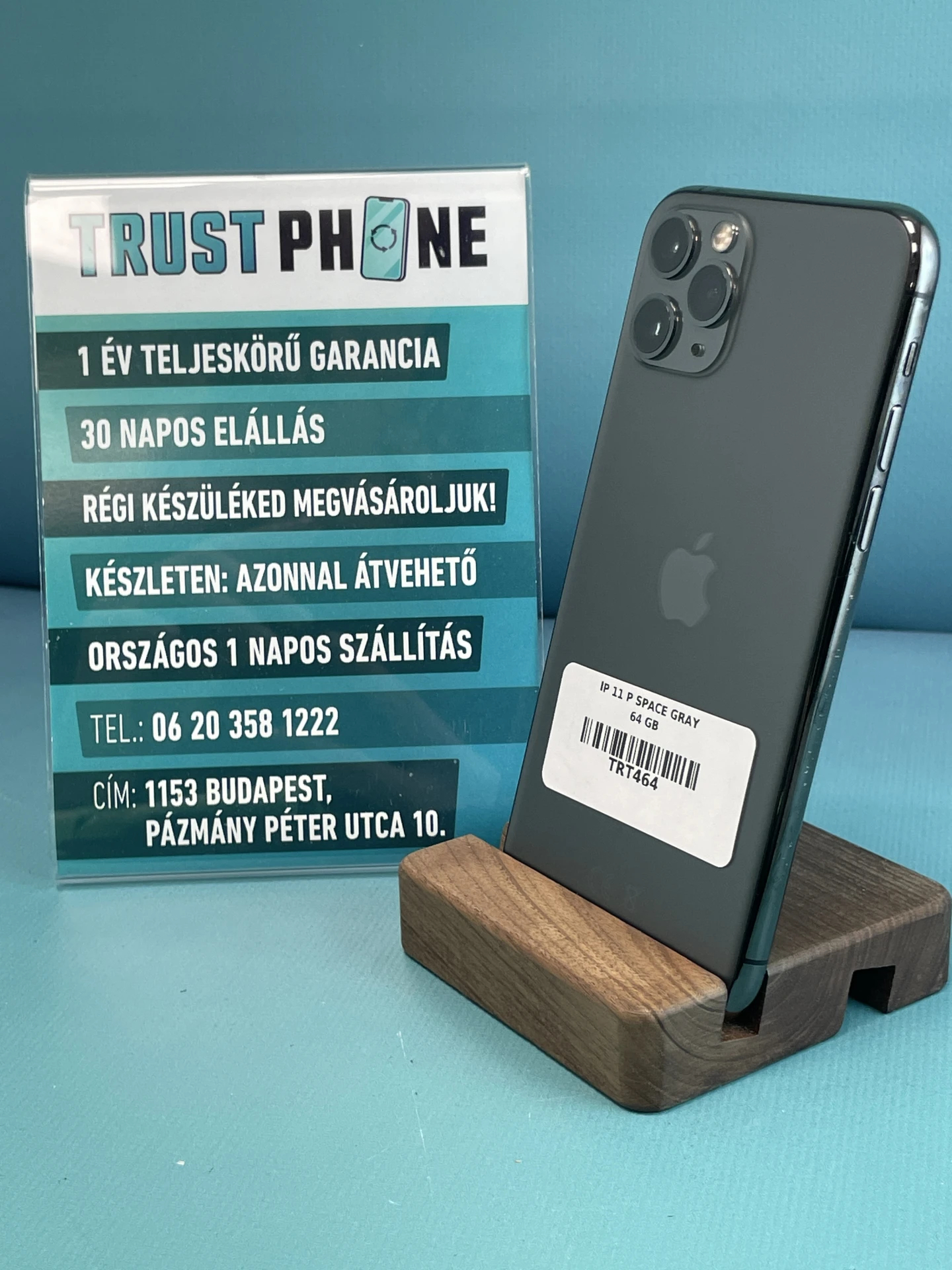 !! 1 ÉV GARANCIA !! iPhone 11 Pro Space Gray 64 GB – TRT464 – 100% AKKU