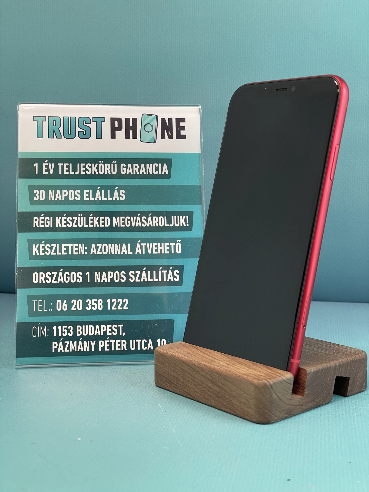 !! 1 ÉV GARANCIA !! iPhone 11 PRODUCT RED 64 GB – TRT541 – 100% AKKU