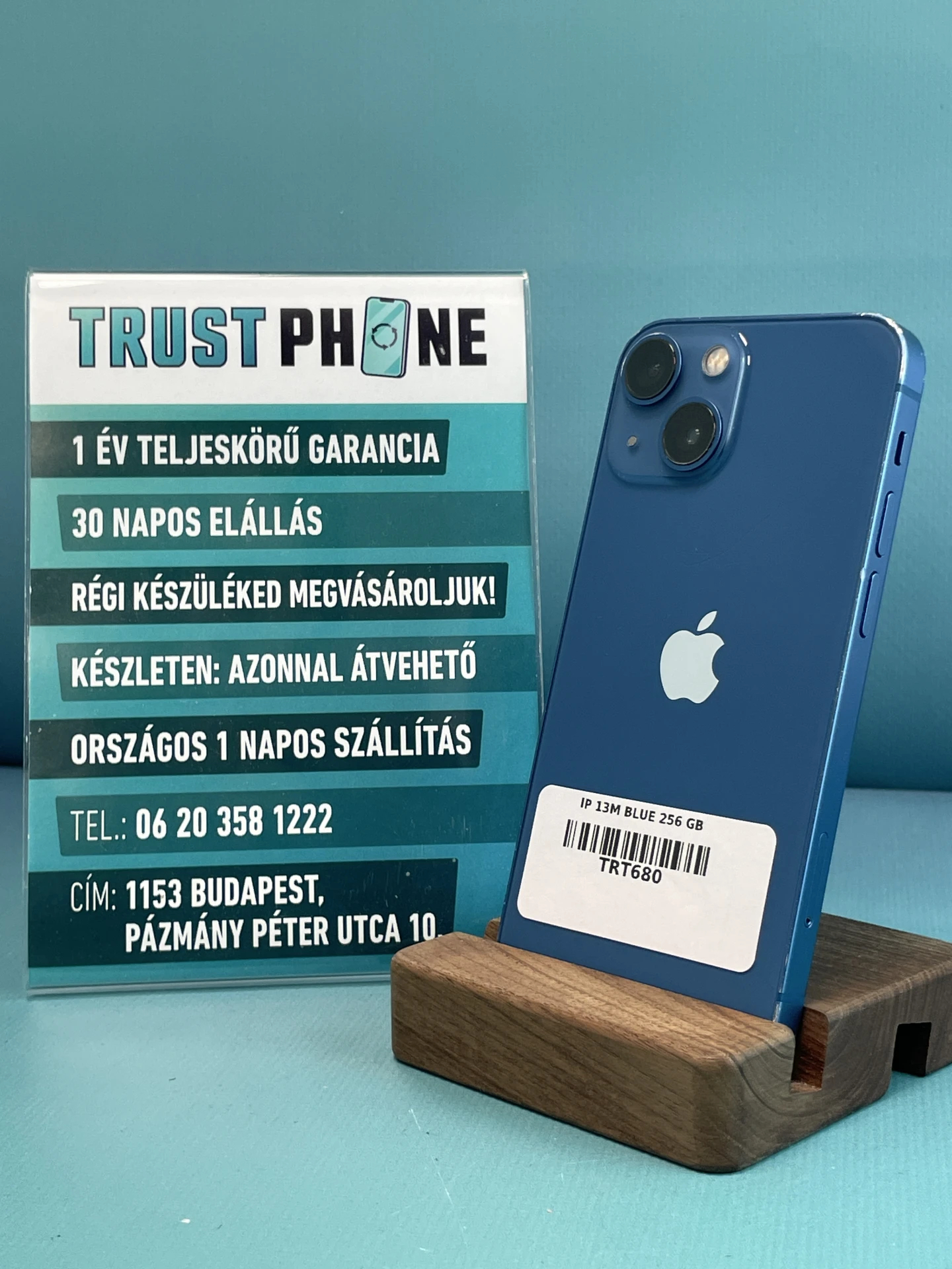 !! 1 ÉV GARANCIA !! iPhone 13 Mini Blue 256 GB – TRT680 – 100% AKKU