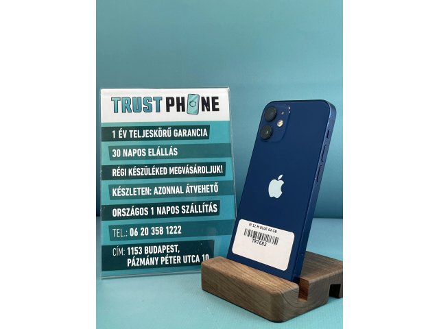 !! 1 ÉV GARANCIA !! iPhone 12 Mini Blue 64 GB – TRT682 – 100% AKKU