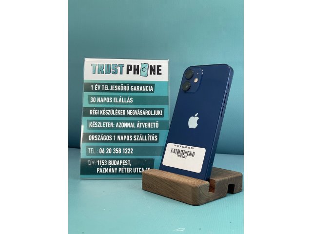 !! 1 ÉV GARANCIA !! iPhone 12 Mini Blue 64 GB – TRT683 – 100% AKKU