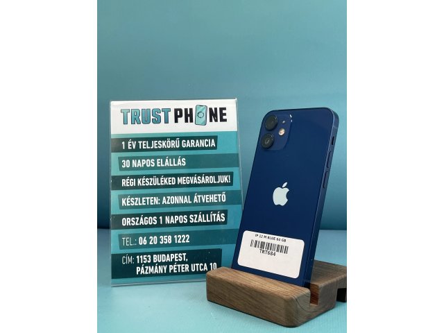 !! 1 ÉV GARANCIA !! iPhone 12 Mini Blue 64 GB – TRT684 – 100% AKKU