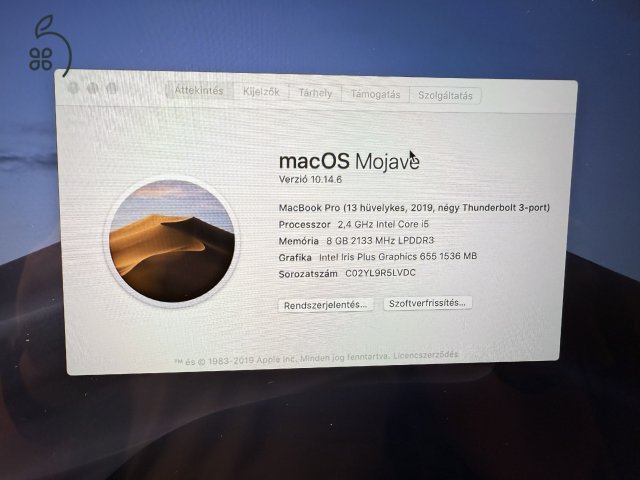 MacBook Pro 13” Space Gray 2019 touchbar