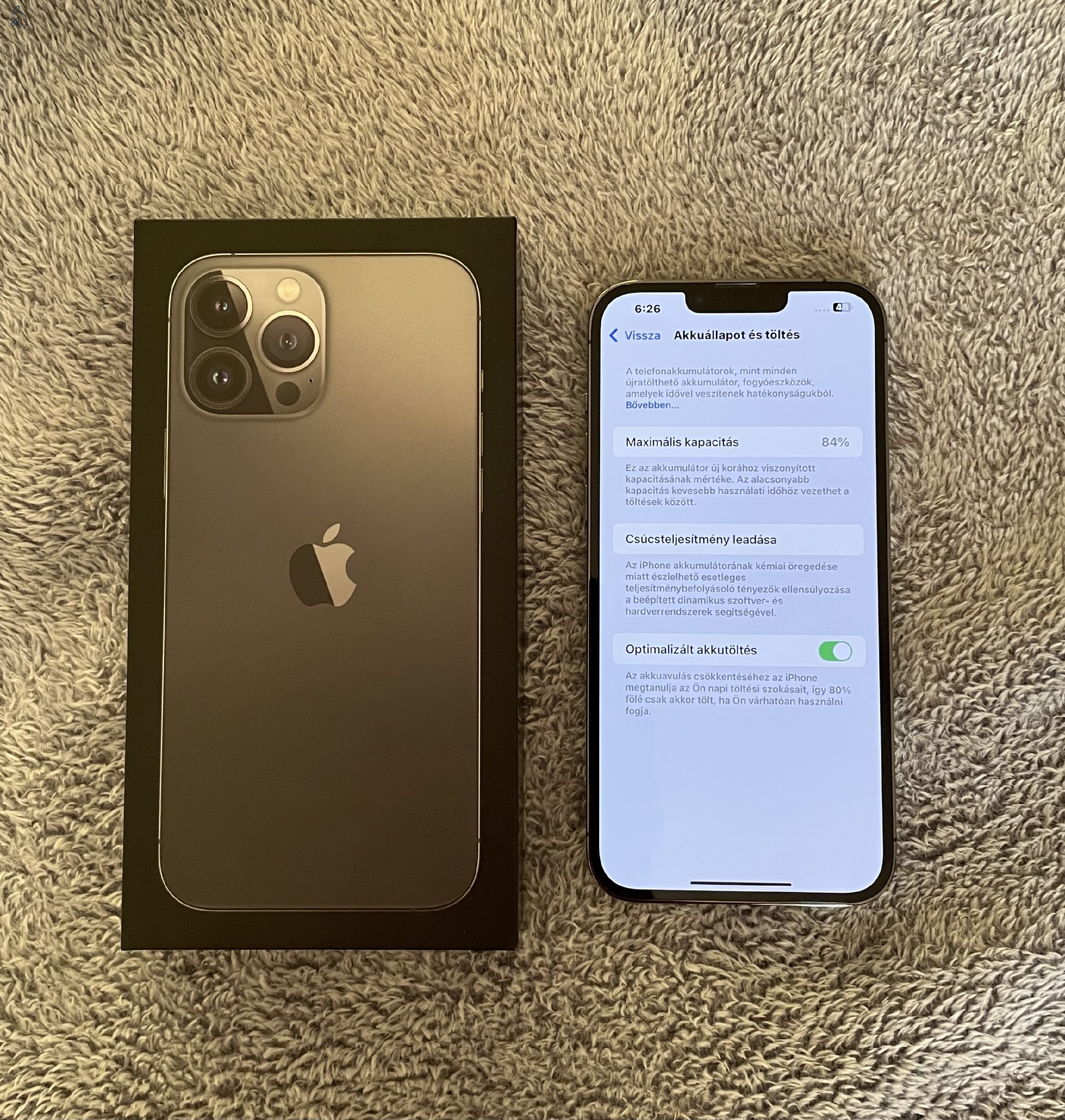 iPhone 13 Pro Max 128GB - Asztrofekete - AKKU 84% - karcmentes, hibátlan állapotban