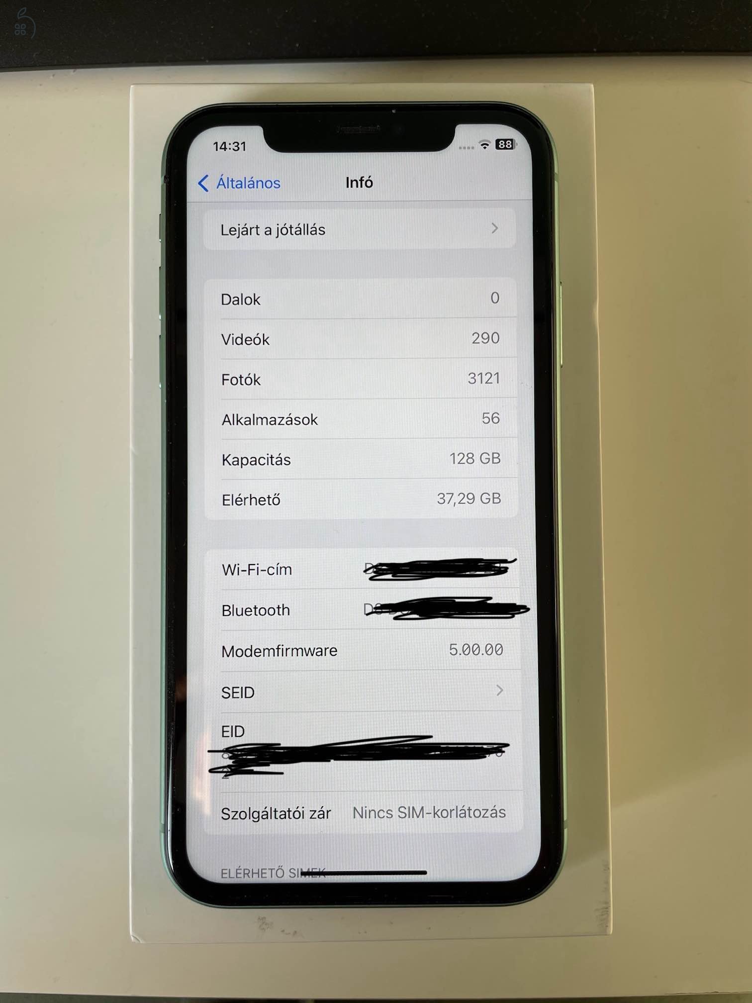 iPhone 11 128GB 100% akksi, független, dobozzal, mint az új 