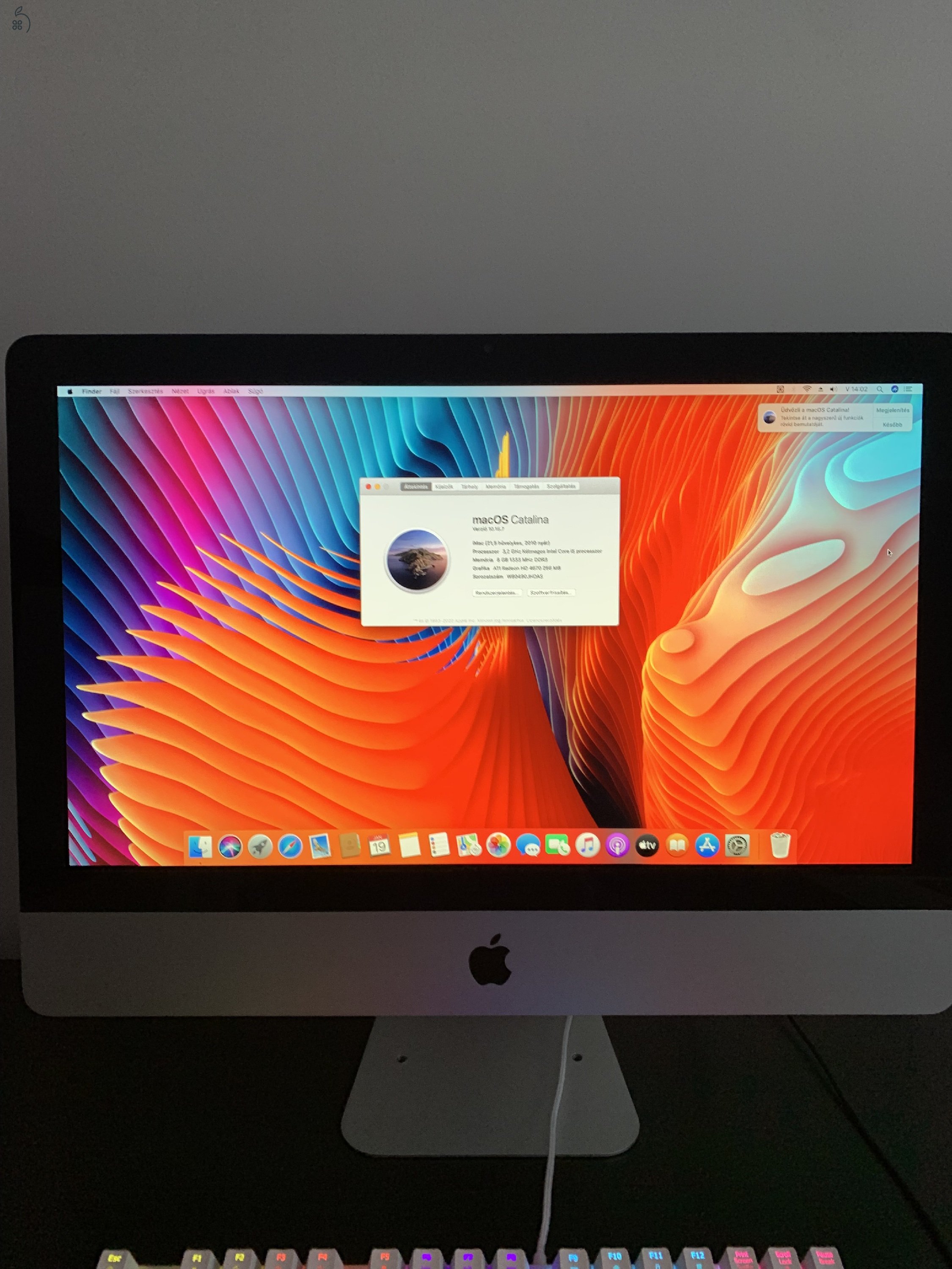 Imac 21,5coll Catalina  8Gb SSD 256Gb