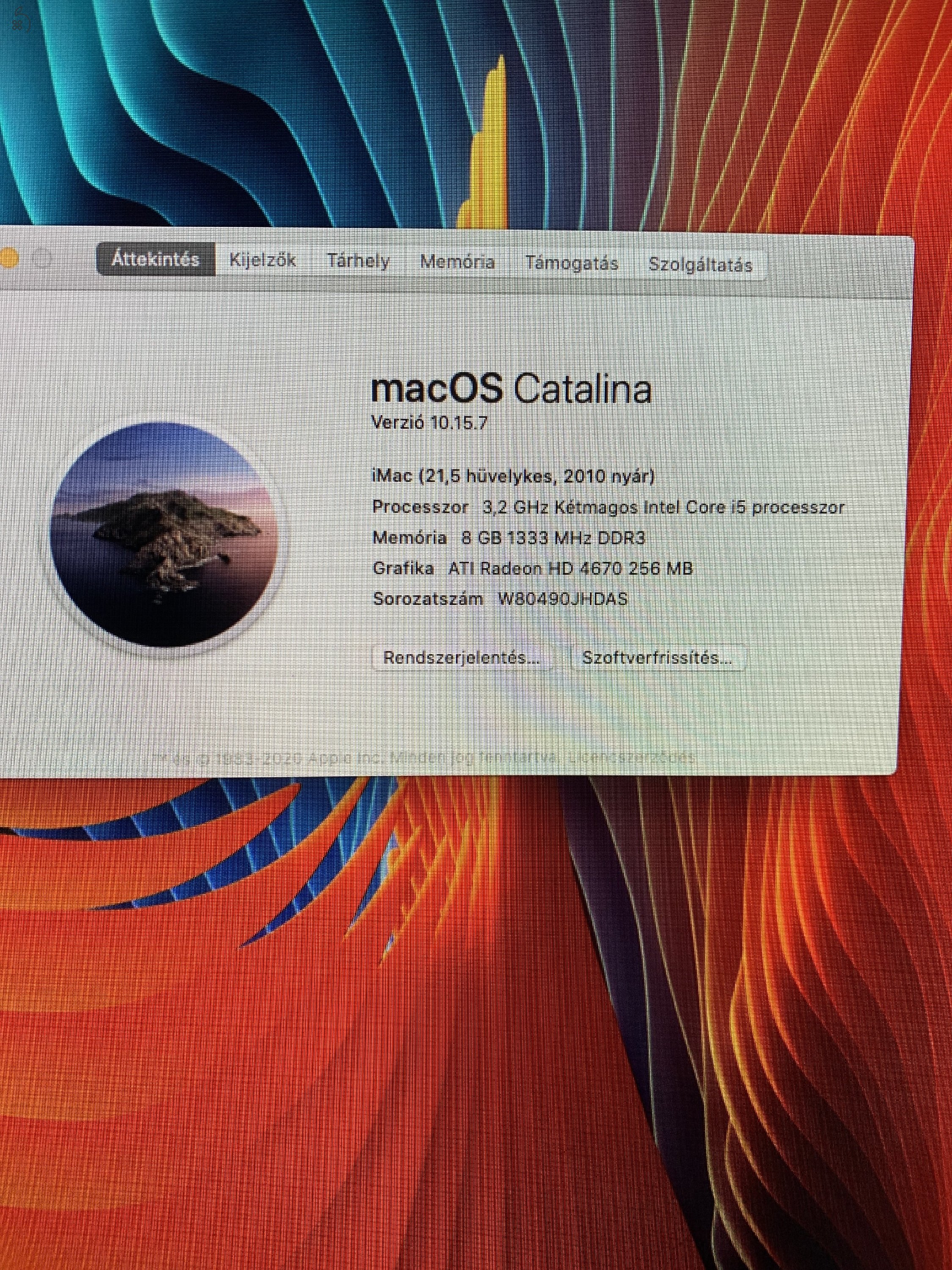 Imac 21,5coll Catalina  8Gb SSD 256Gb