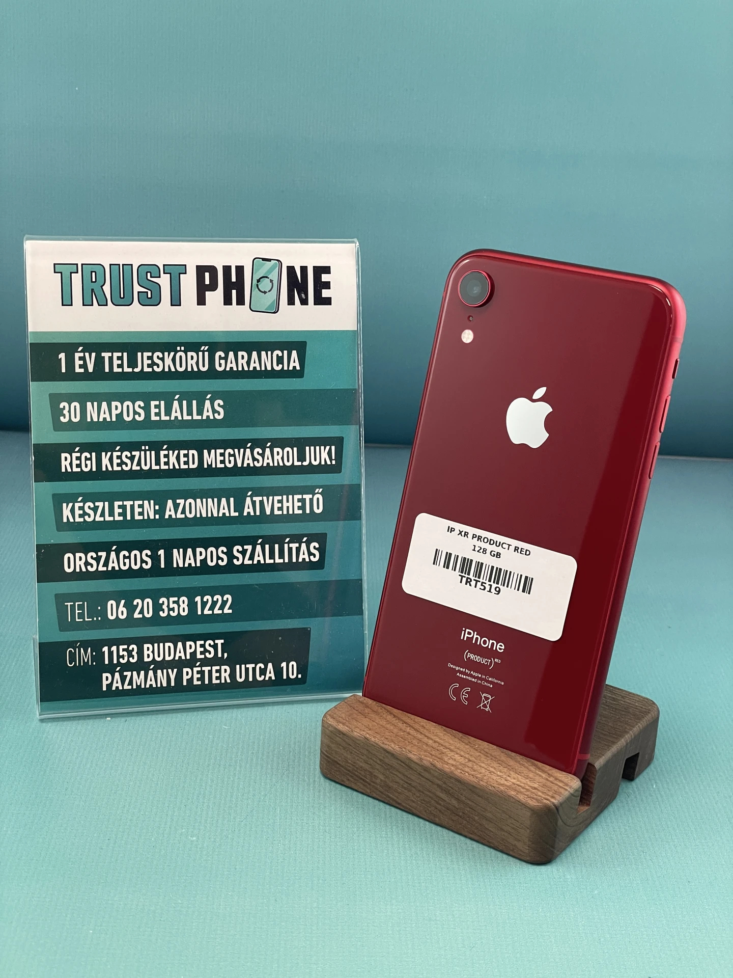 !! 1 ÉV GARANCIA !! iPhone XR PRODUCT RED 128 GB – TRT519 – 100% AKKU