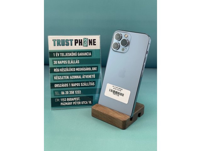 !! 1 ÉV GARANCIA !! iPhone 13 Pro Max Sierre Blue 128 GB – TRT718 – 100% AKKU