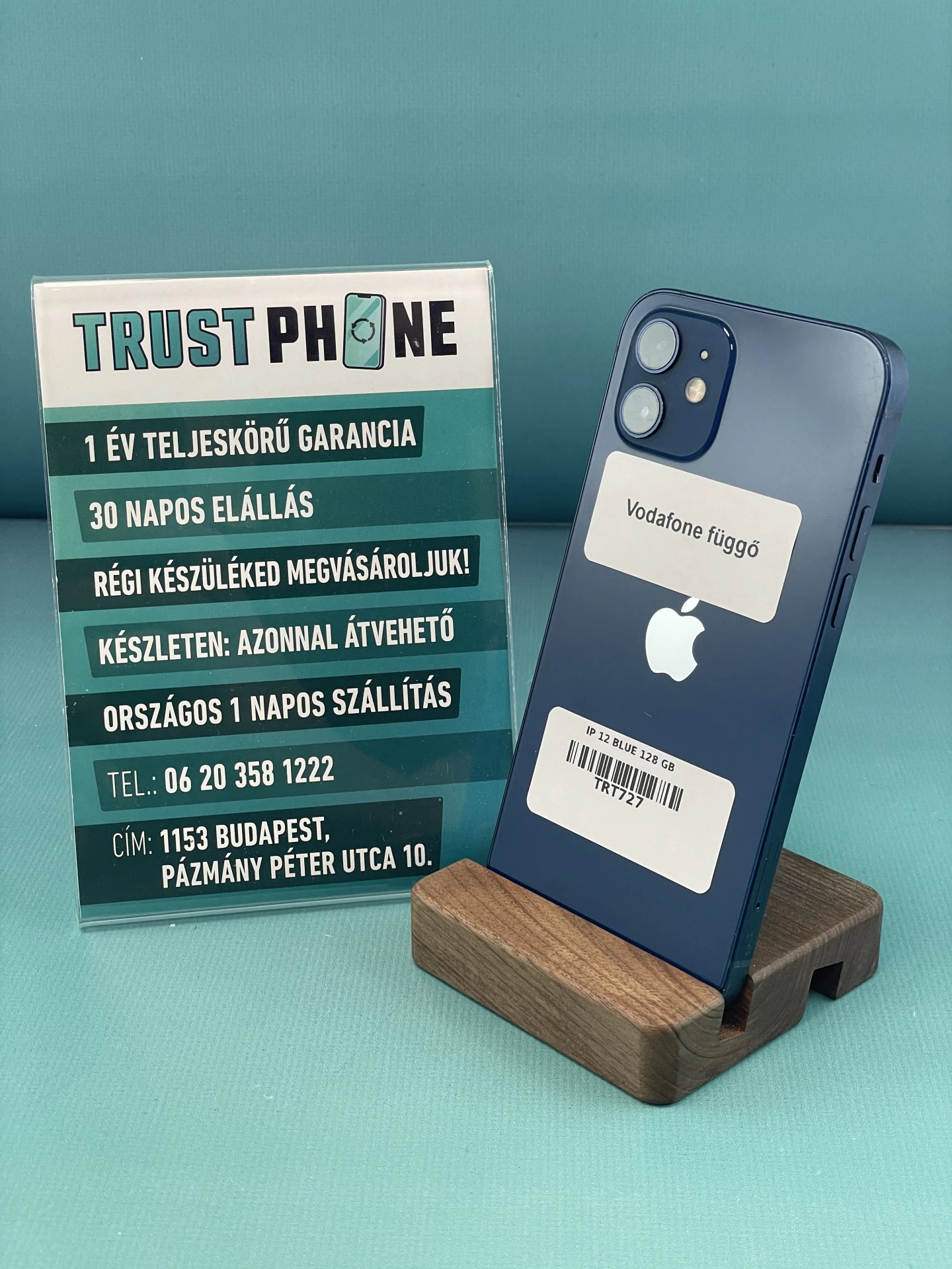 !! 1 ÉV GARANCIA !! iPhone 12 Blue 128 GB – TRT727 – 100% AKKU