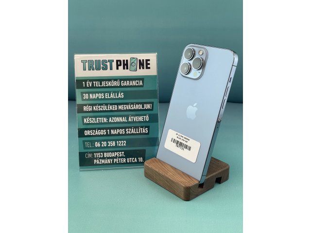 !! 1 ÉV GARANCIA !! iPhone 13 Pro Max Sierre Blue 256 GB – TRT731 – 100% AKKU