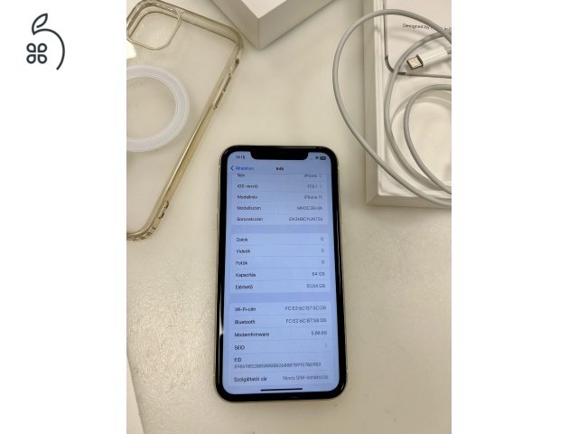 iPhone 11 White 64GB Szép Állapot Független 84% akku 3 Hó Gar + Beszámítás