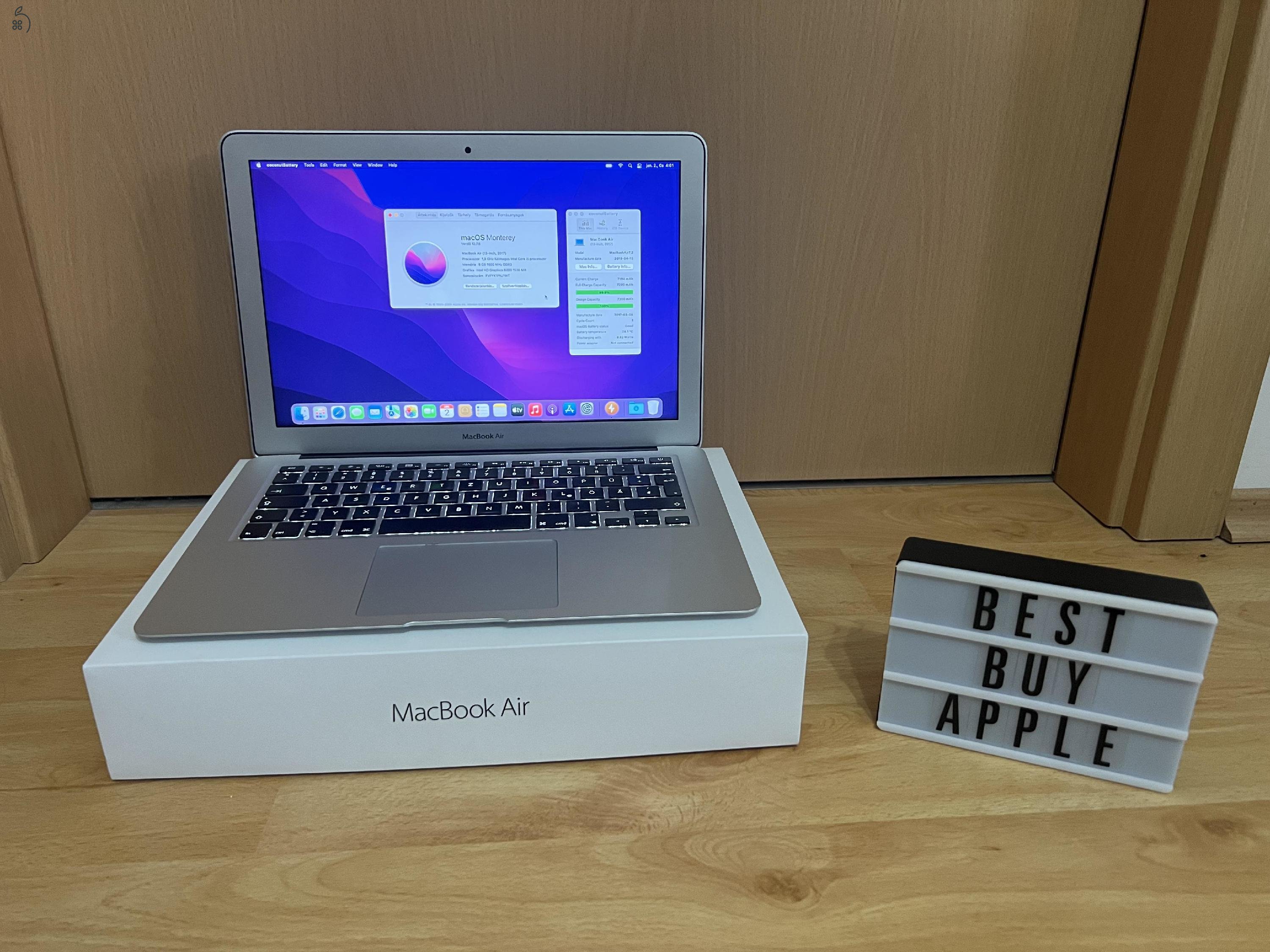 2017 MacBook Air 13 / i5 / 8GB / 128GB SSD / Új 100%-os Aksival