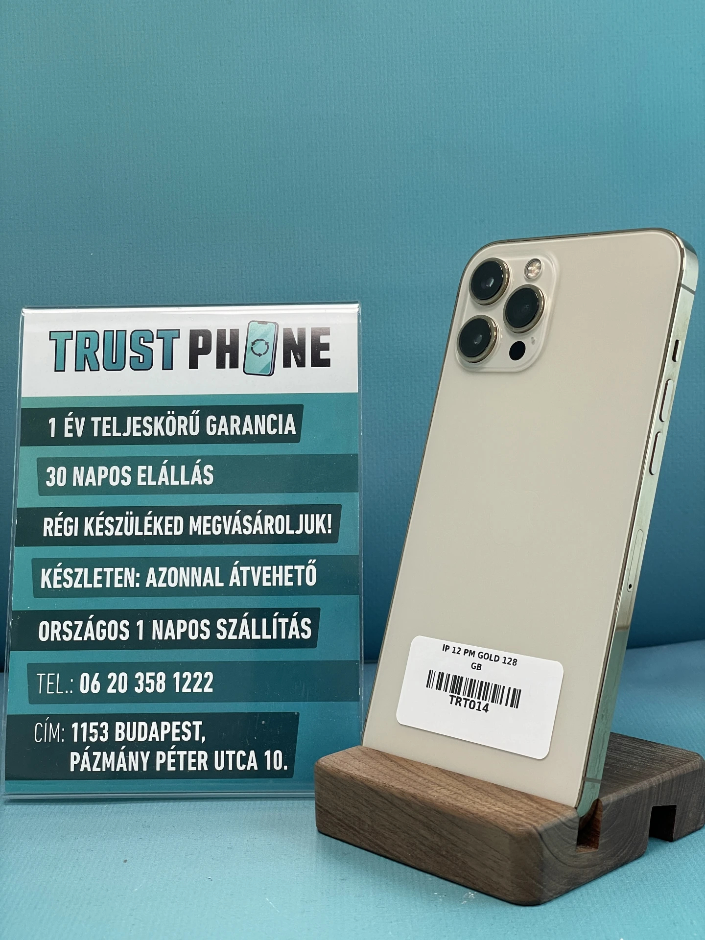 !! 1 ÉV GARANCIA !! iPhone 12 Pro Max Gold 128 GB – TRT014 – 100% AKKU