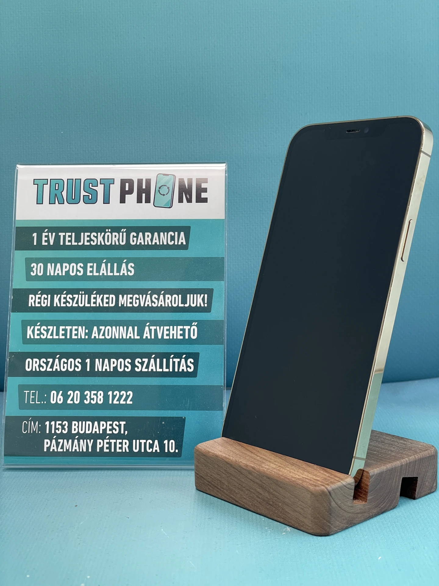 !! 1 ÉV GARANCIA !! iPhone 12 Pro Max Gold 128 GB – TRT014 – 100% AKKU