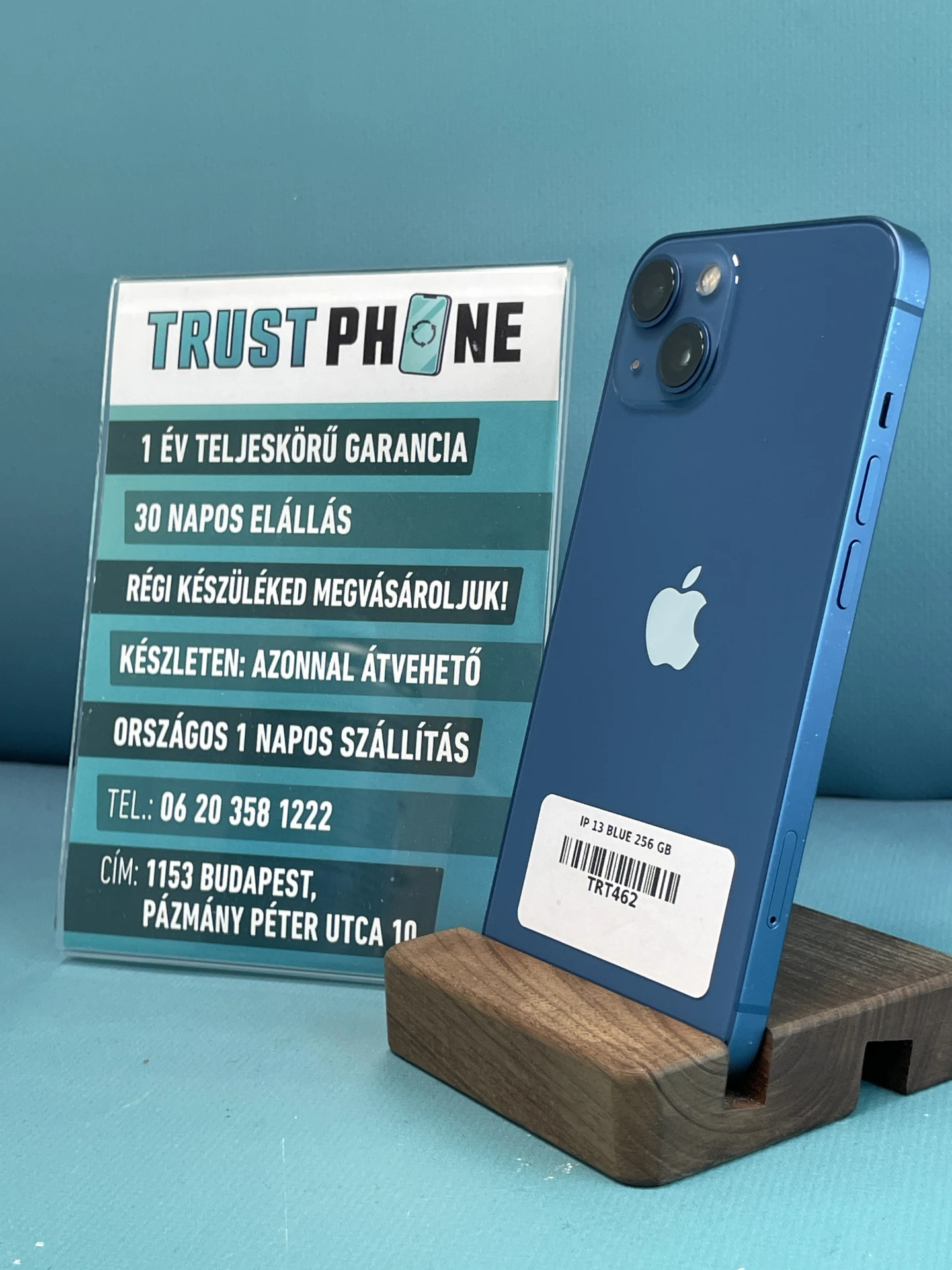 !! 1 ÉV GARANCIA !! iPhone 13 Blue 256 GB – TRT462 – 100% AKKU