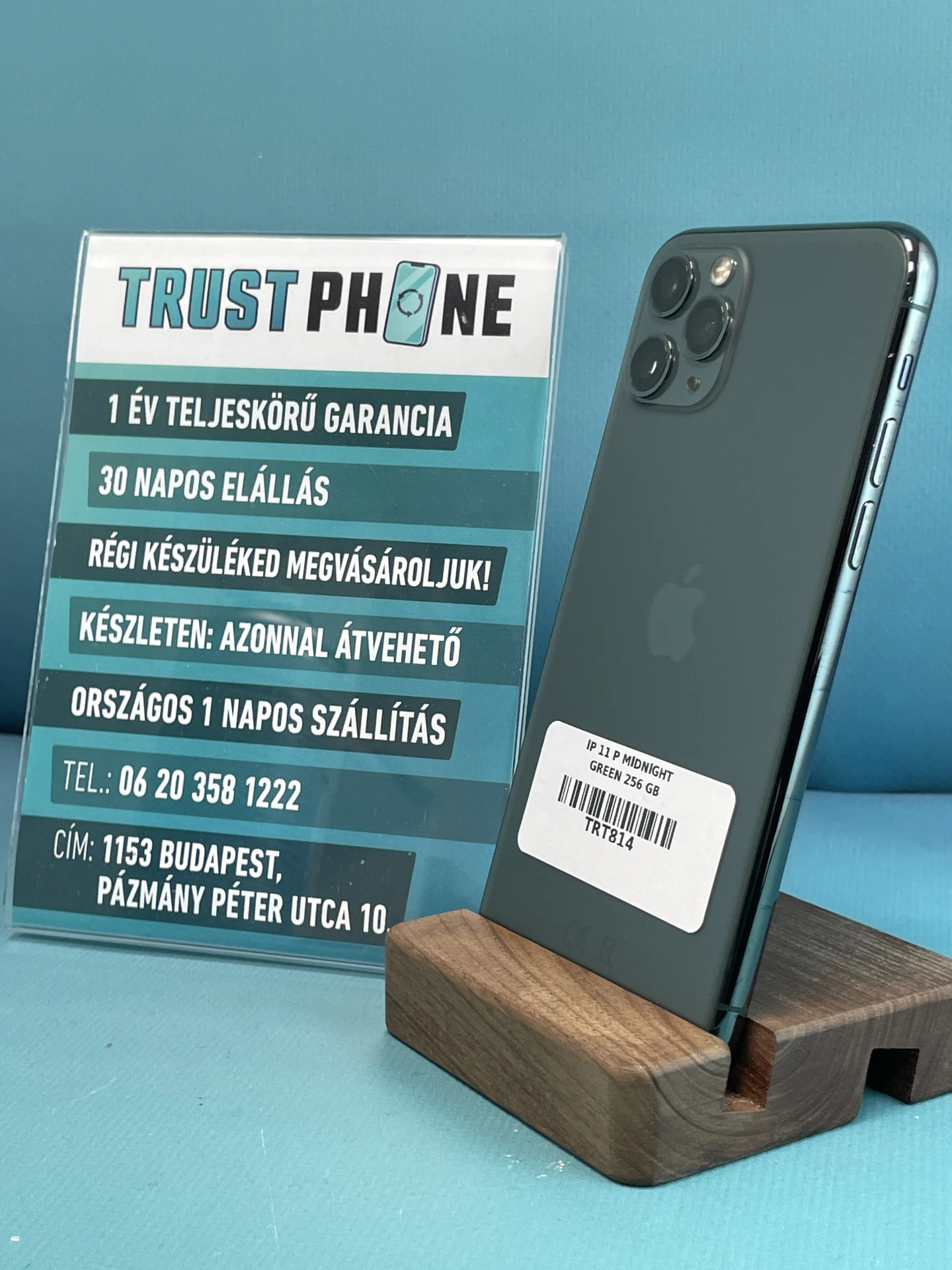 !! 1 ÉV GARANCIA !! iPhone 11 Pro Midnight Green 256 GB – TRT814 – 100% AKKU