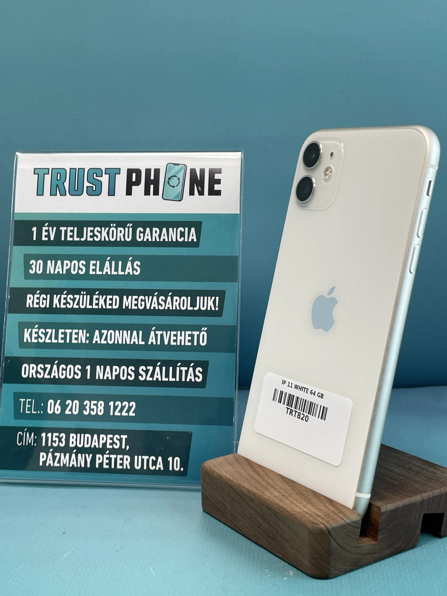 !! 1 ÉV GARANCIA !! iPhone 11 White 64 GB – TRT820 – 95% AKKU