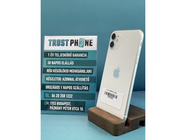 !! 1 ÉV GARANCIA !! iPhone 11 White 64 GB – TRT820 – 95% AKKU