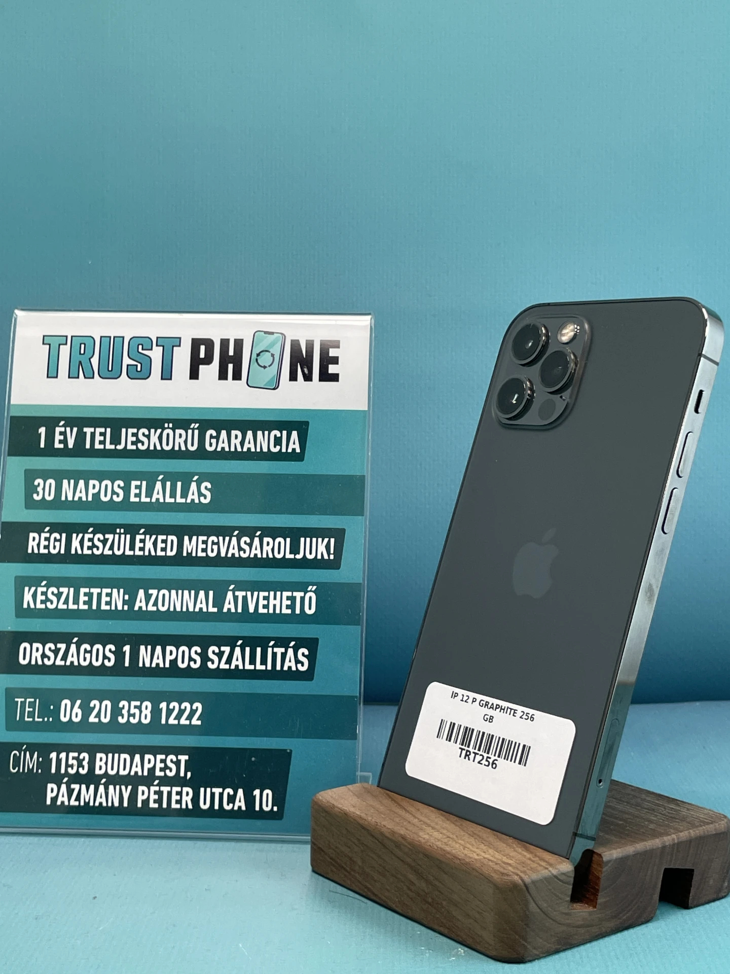 !! 1 ÉV GARANCIA !! iPhone 12 Pro Graphite 256 GB – TRT256 – 100% AKKU