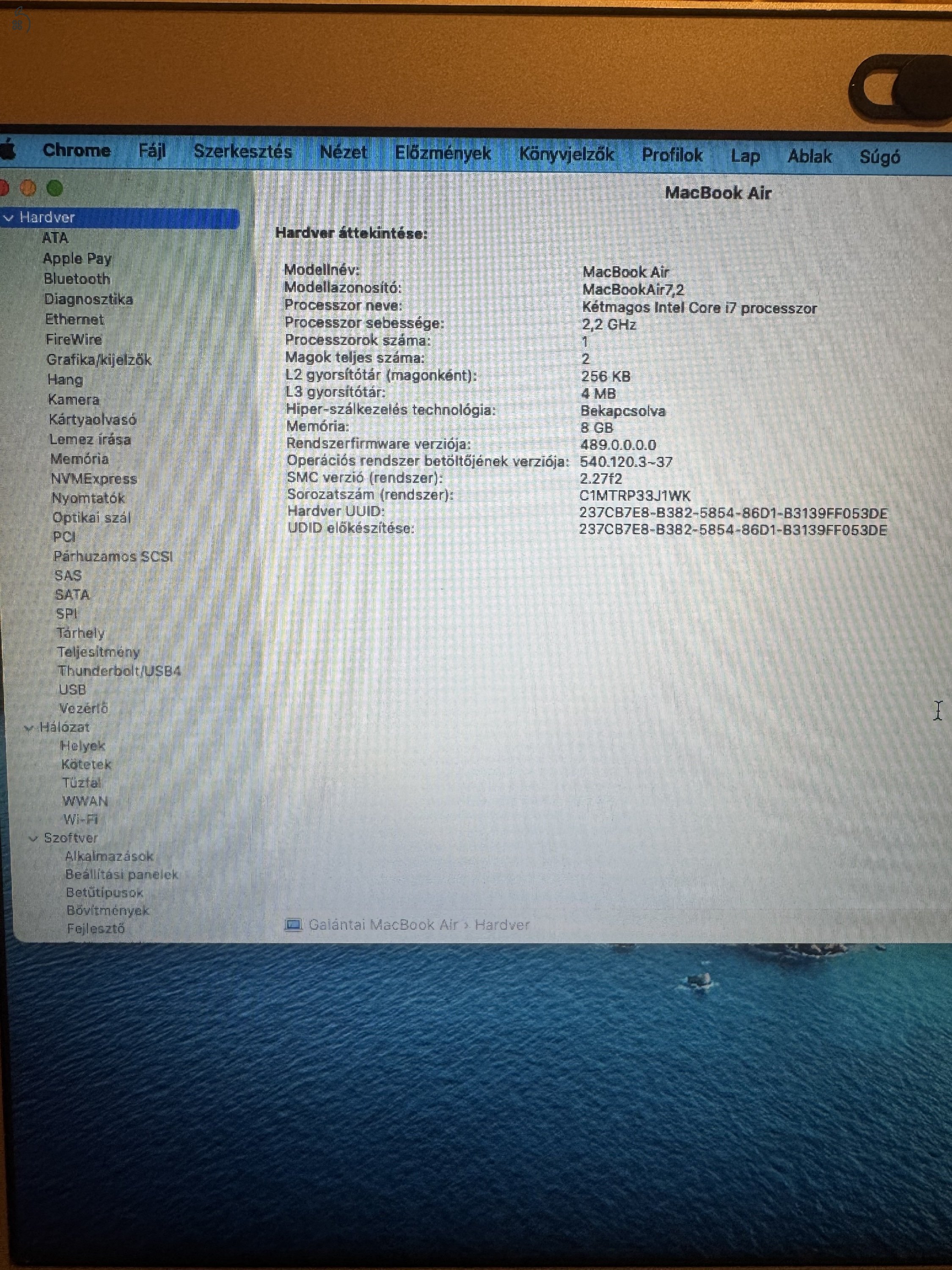 MacBook Air 2017 i7 2,2 Ghz processzor