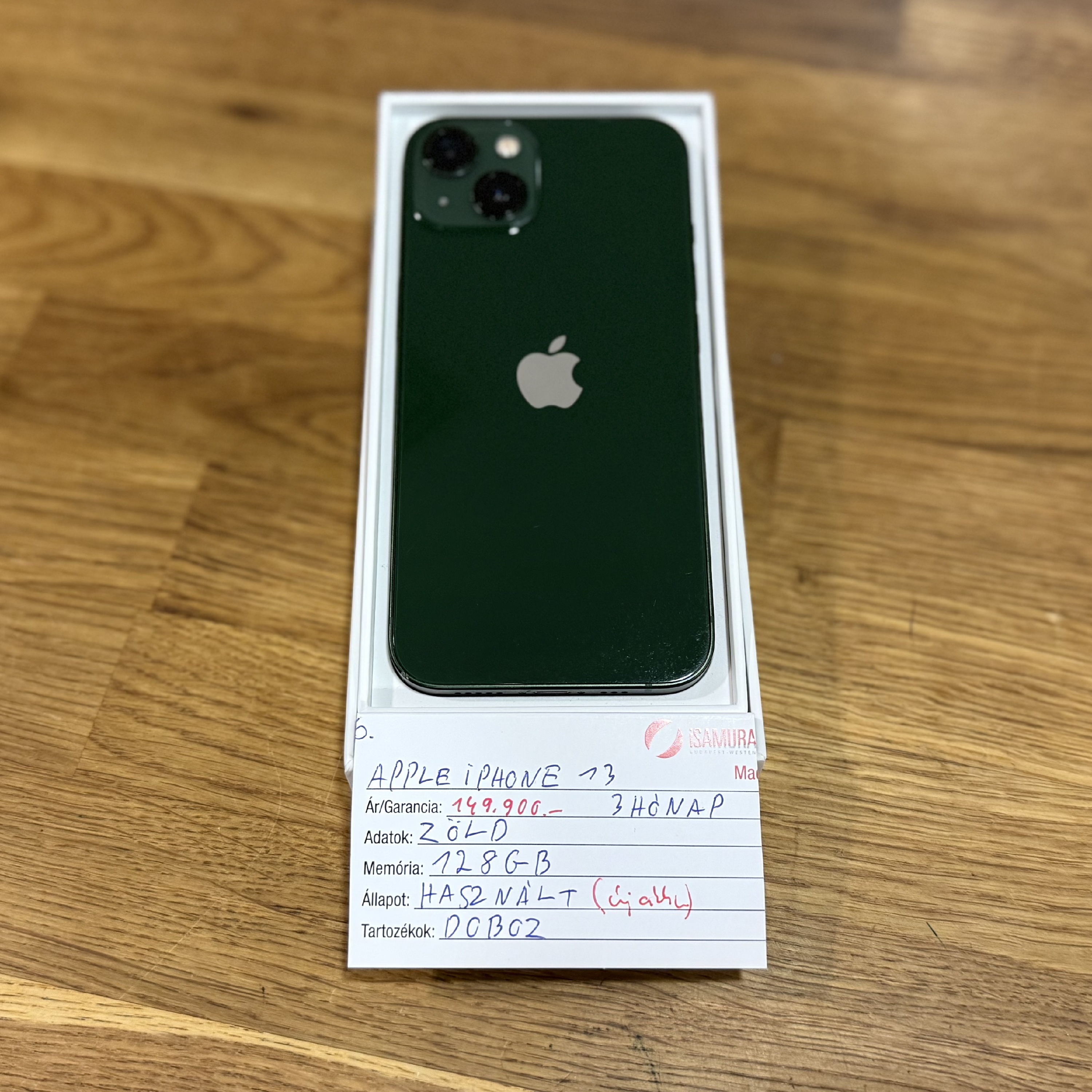 6. Apple iPhone 13 - 128 GB - Zöld-Új Akku