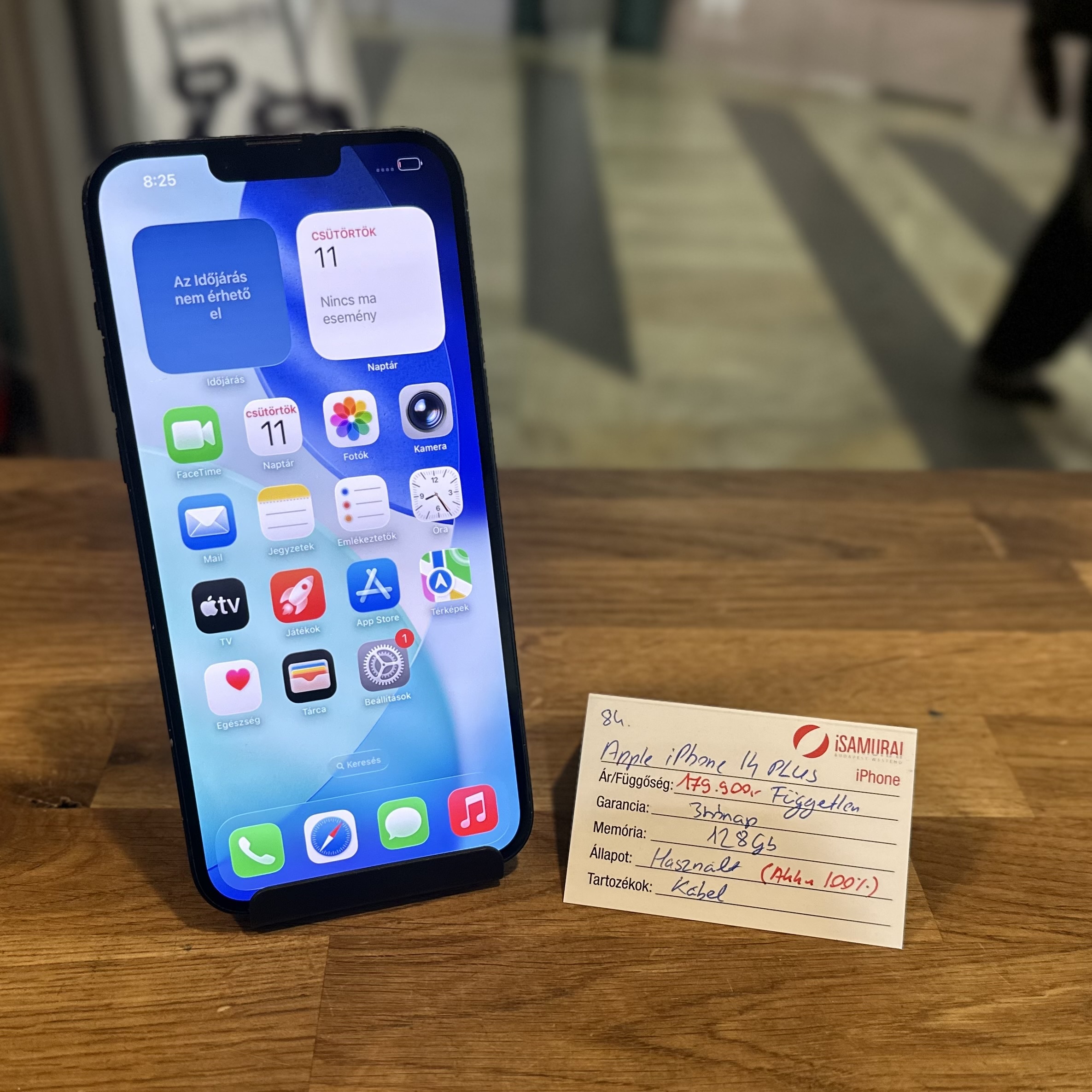 84. Apple iPhone 14 Plus - 128 GB - Fekete - Új akku