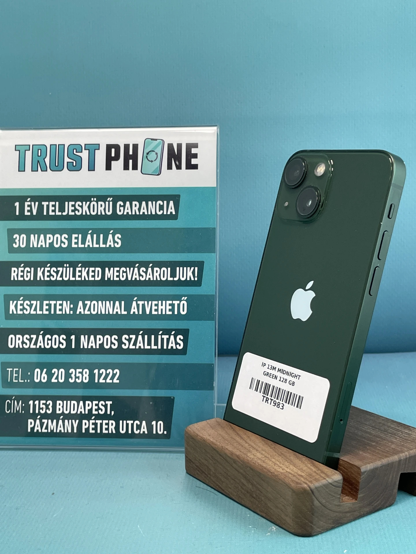 !! 1 ÉV GARANCIA !! iPhone 13 Mini Midnight Green 128 GB – TRT983 – 86% AKKU