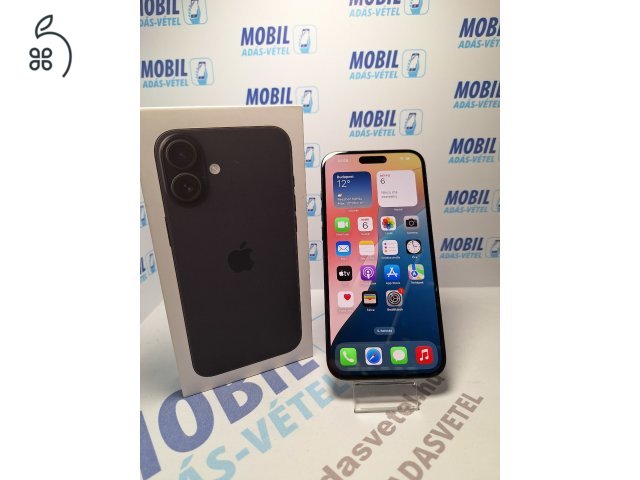 Apple iPhone 16 Plus 128 GB Black - akku 100% 22 ciklus - 2025.10.28-ig Apple garancia 