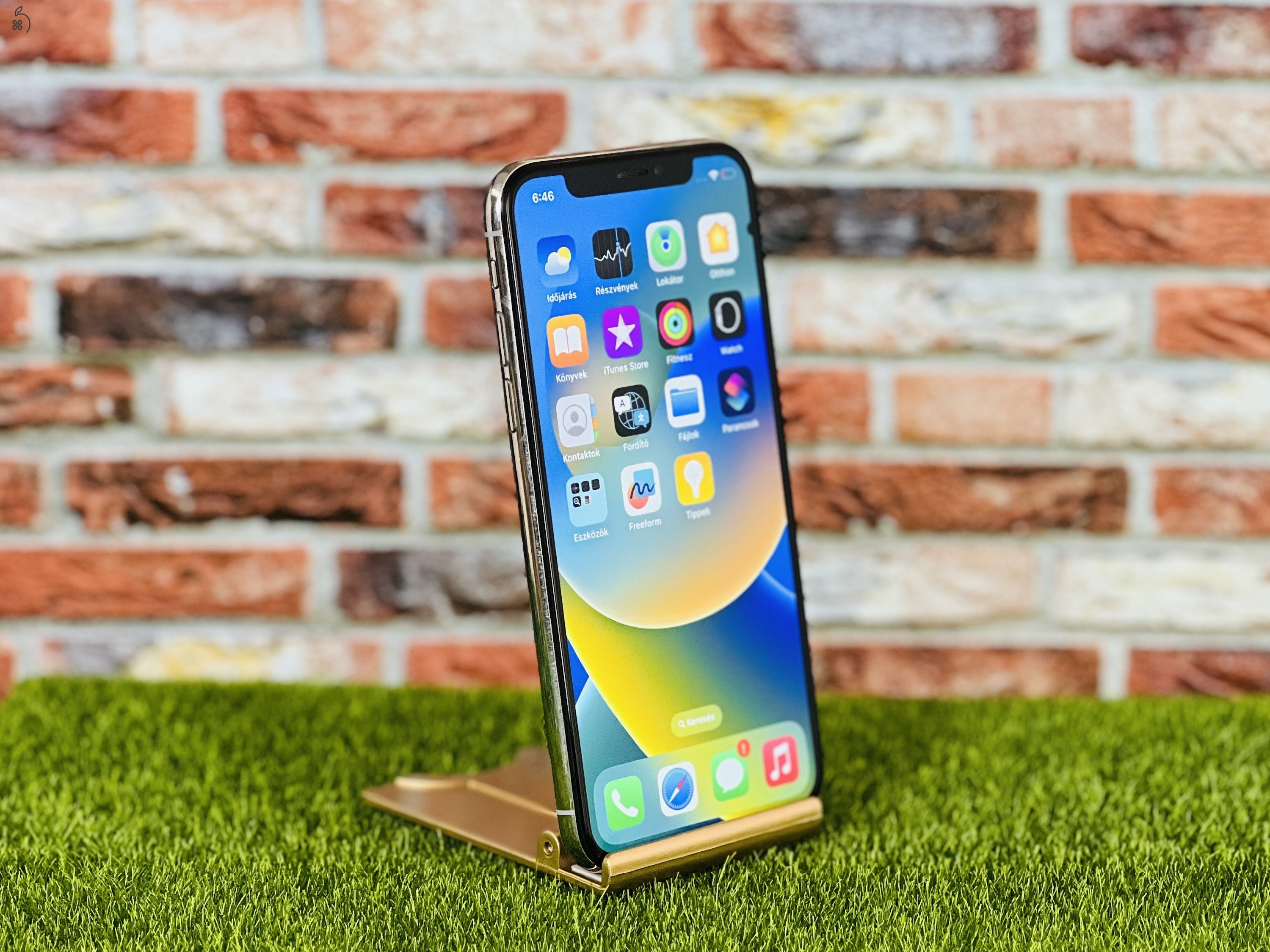 Apple iPhone X 64 GB Silver 100% akku szép állapotú - 24 HÓ GARANCIA - 639