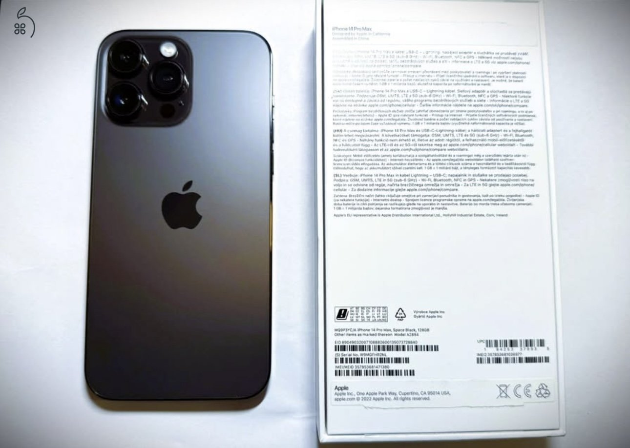 Eladó Apple Iphone 14 Pro Max, Space Black, 128 GB, független mobiltelefon!