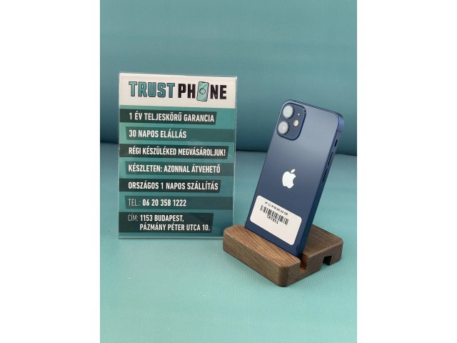 !! 1 ÉV GARANCIA !! iPhone 12 Mini Blue 64 GB – TRT851 – 100% AKKU