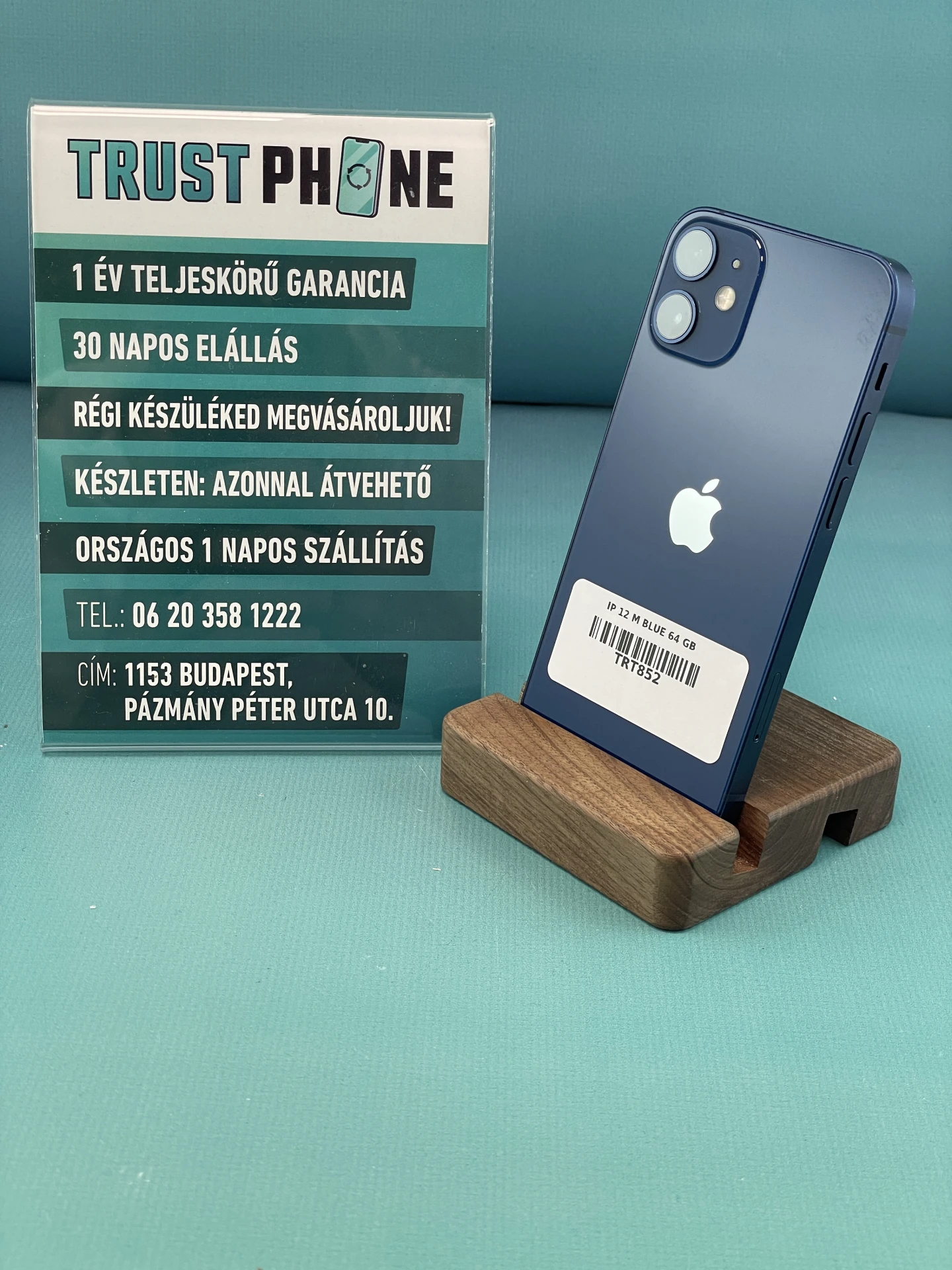 !! 1 ÉV GARANCIA !! ! AKCIÓ ! iPhone 12 Mini Blue 64 GB – TRT852 – 100% AKKU