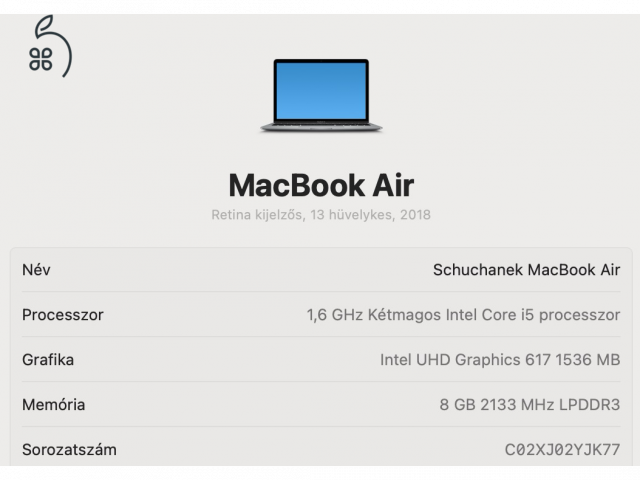 MacBook Air 13, Retina, 2018