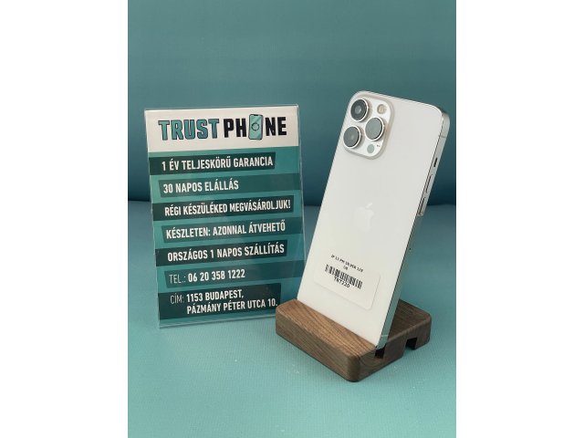 !! 1 ÉV GARANCIA !! iPhone 13 Pro Max Silver 128 GB – TRT220 – 100% AKKU