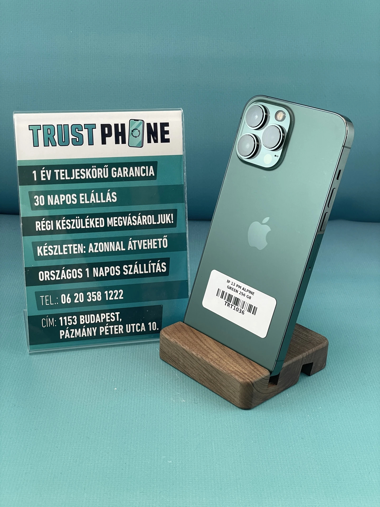 !! 1 ÉV GARANCIA !! iPhone 13 Pro Max Alpine Green 256 GB – TRT1036 – 100% AKKU