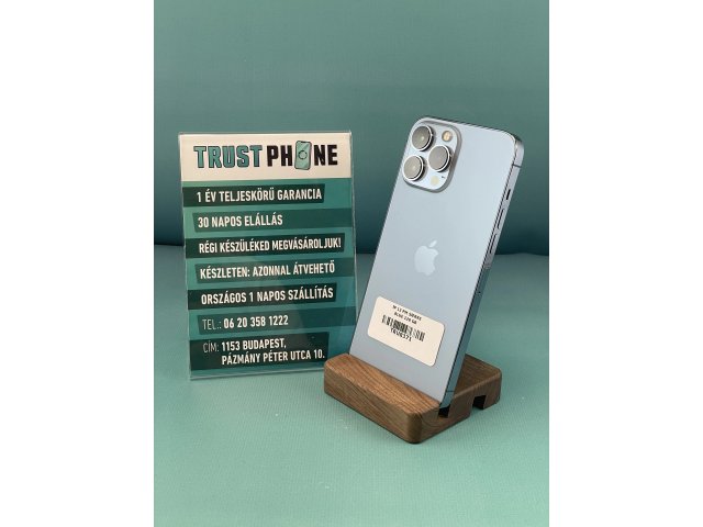 !! 1 ÉV GARANCIA !! iPhone 13 Pro Max Sierre Blue 128 GB – TRU8371 – 100% AKKU