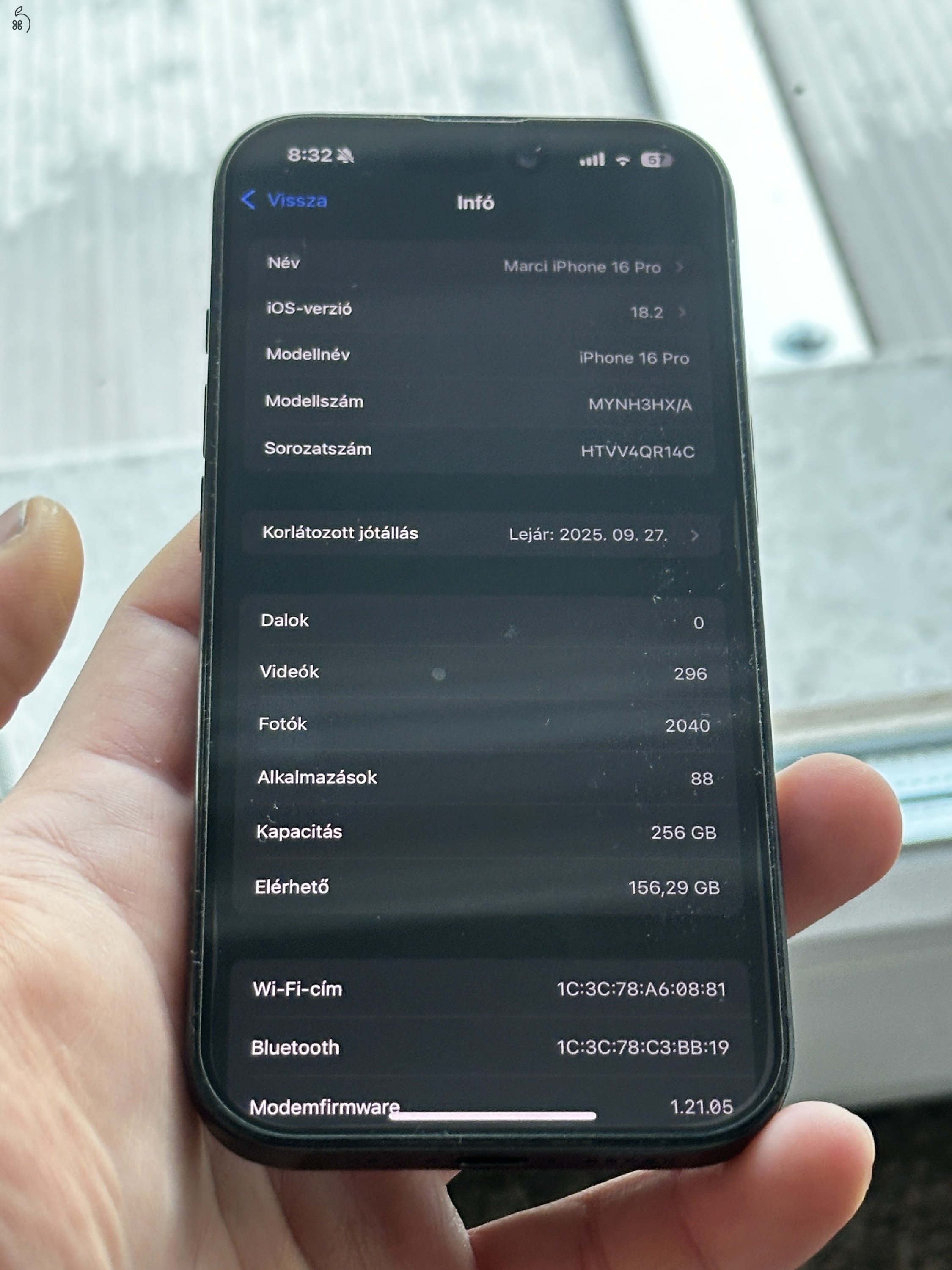 iPhone 16 Pro BLACK 256 GB FÜGGETLEN, NEM SZOLGÁLTATÓS, KP-s vásárlás