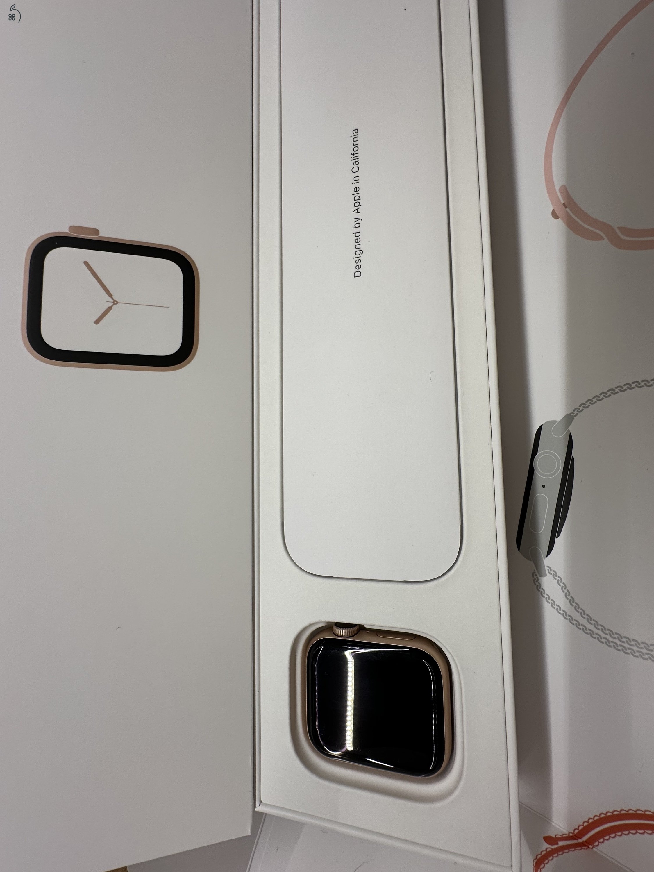 Arany alumínium tokkal, eredeti dobozban  szép állapotú apple watch 4-es 