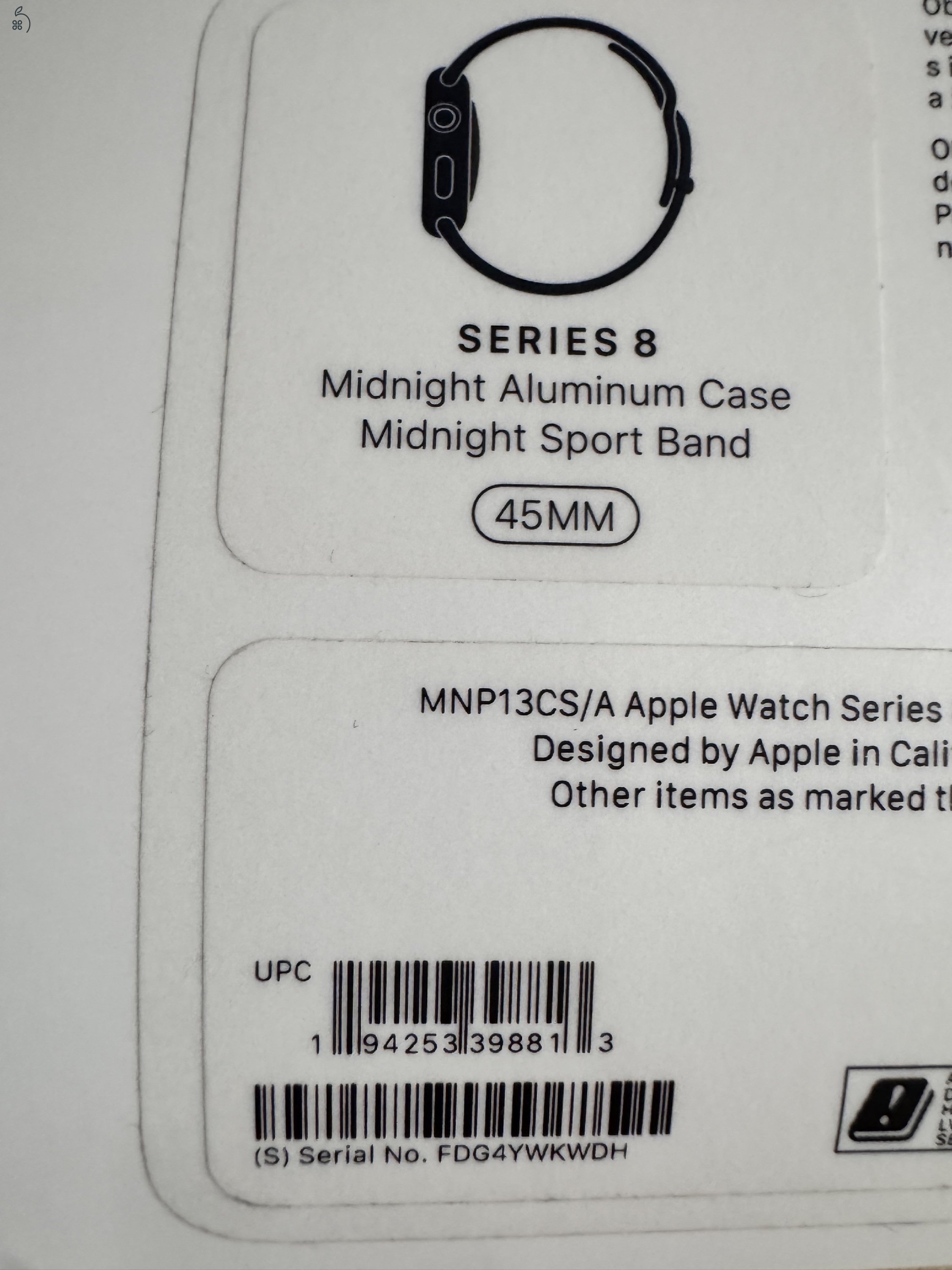 Apple Watch  Series 8 Midnight 45mm GPS alumínium